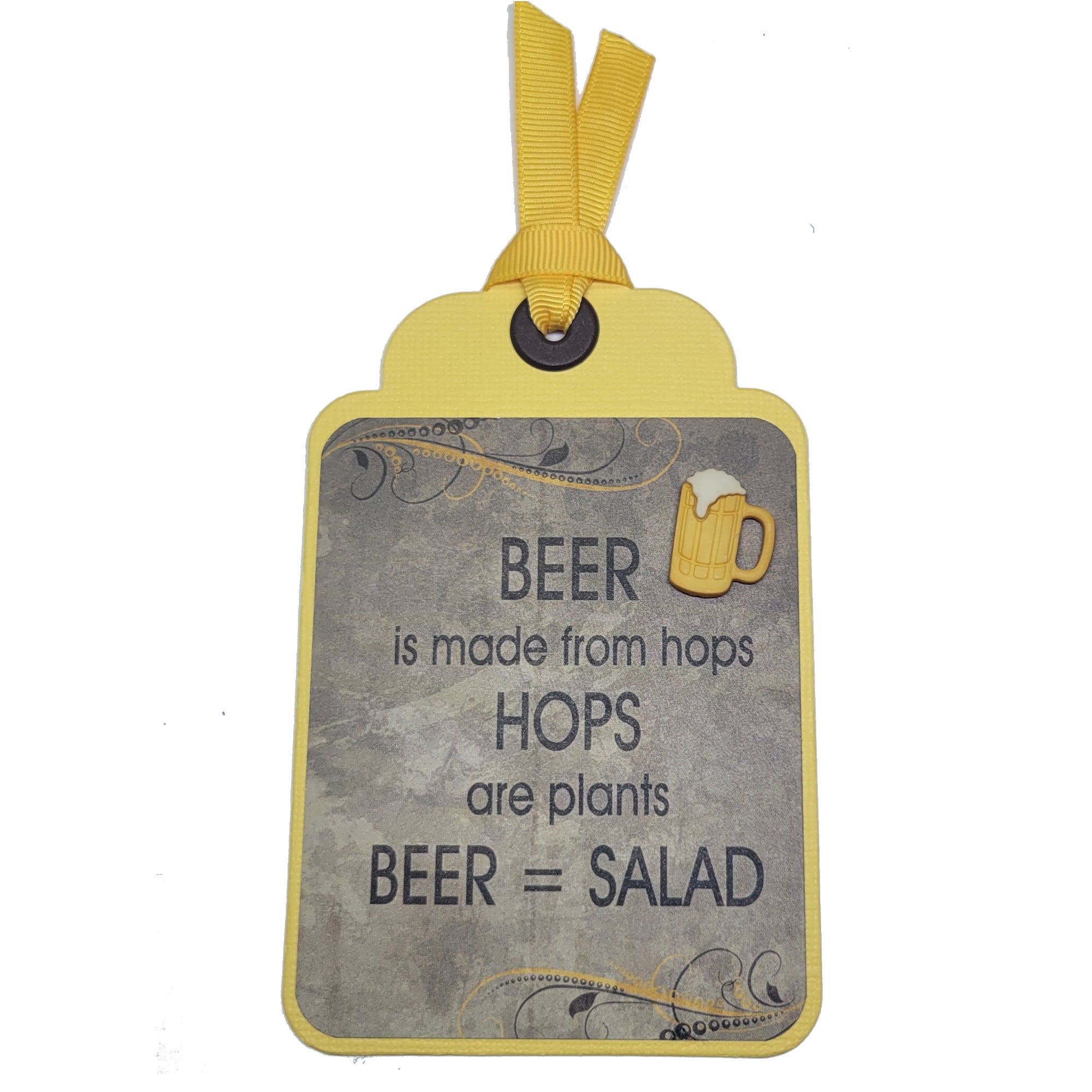 Terrific Tags Collection Beer Equals Salad 3x5 Scrapbook Tag Embellishment by SSC Designs