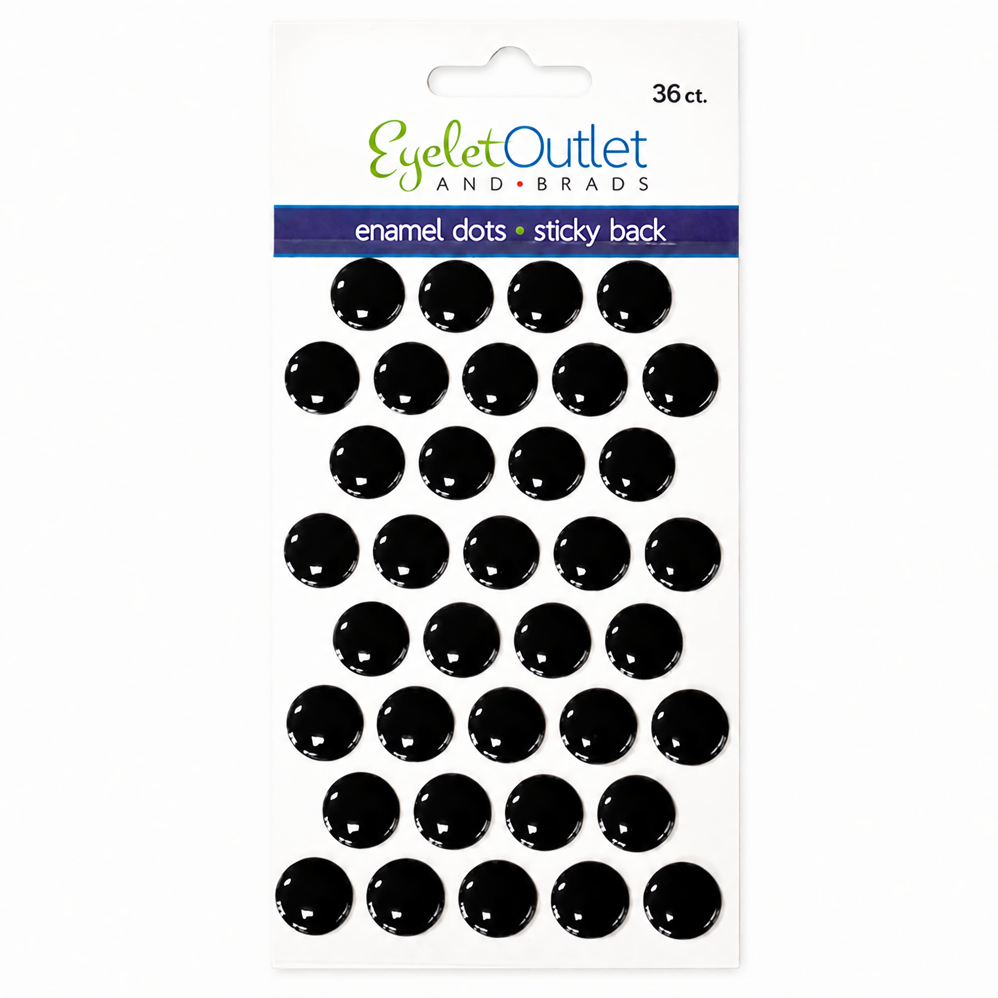 Our Brads Need Friends Collection 3 x 5 Black 1/2" Scrapbook Enamel Sticky Back Dots by Eyelet Outlet - 36 count