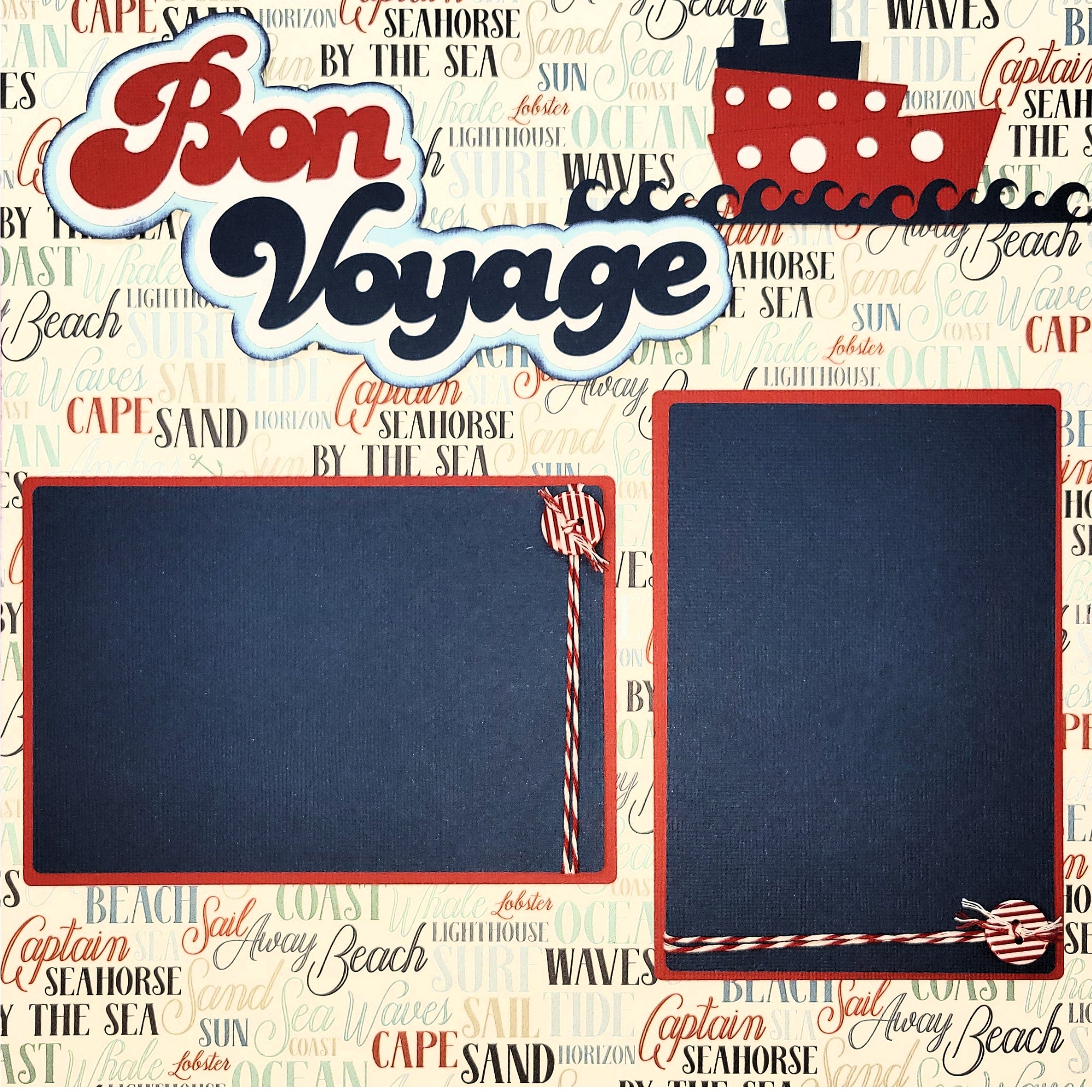 Bon Voyage Cruising (2) - 12 x 12 Pages, Fully-Assembled & Hand-Crafted 3D Scrapbook Premade by SSC Designs