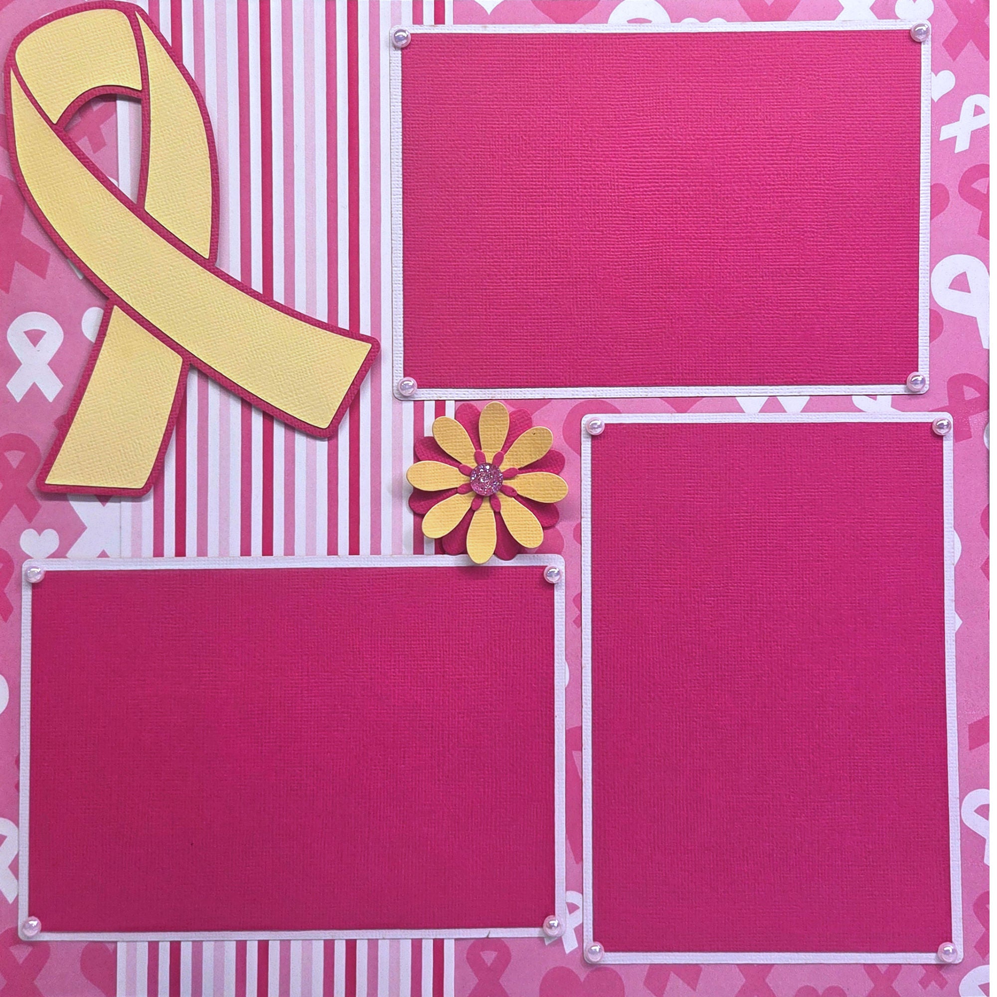 Operation: Save 2nd Base Breast Cancer Awareness (2) - 12 x 12 Pages, Fully-Assembled & Hand-Crafted 3D Scrapbook Premade by SSC Designs (Copy)