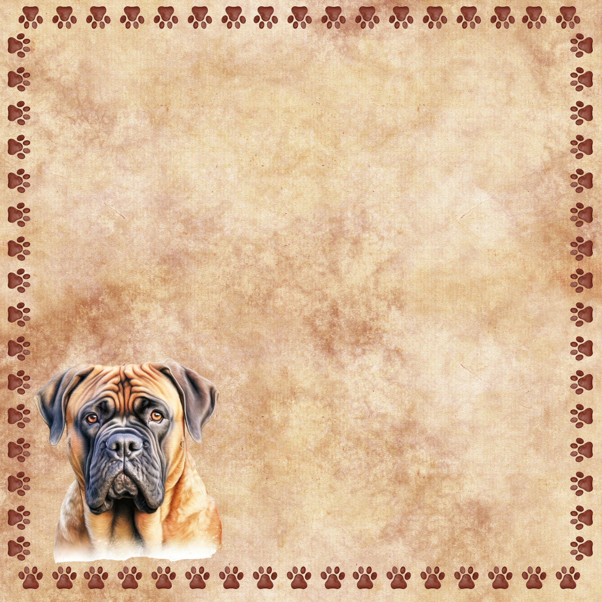 Dog Breeds Collection Bullmastiff 12 x 12 Double-Sided Scrapbook Paper by SSC Designs