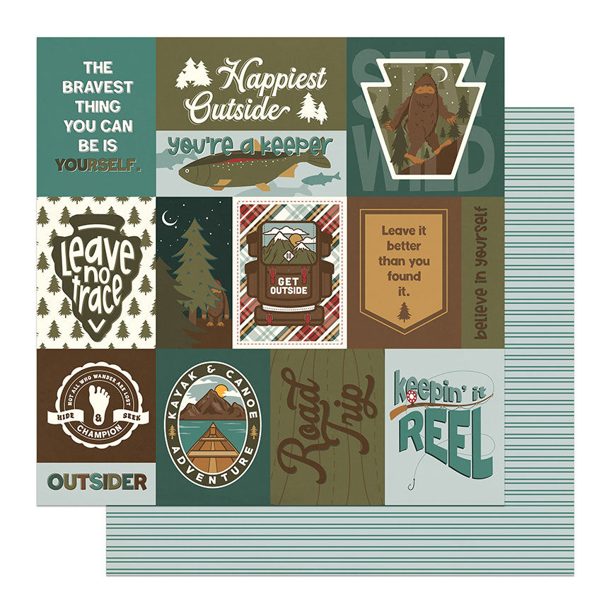 Camping Legends Collection Outsider 12 x 12 Double-Sided Scrapbook Paper by Photo Play Paper