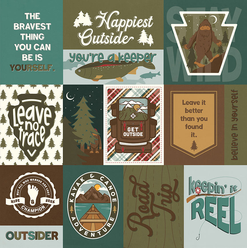Camping Legends Collection Outsider 12 x 12 Double-Sided Scrapbook Paper by Photo Play Paper