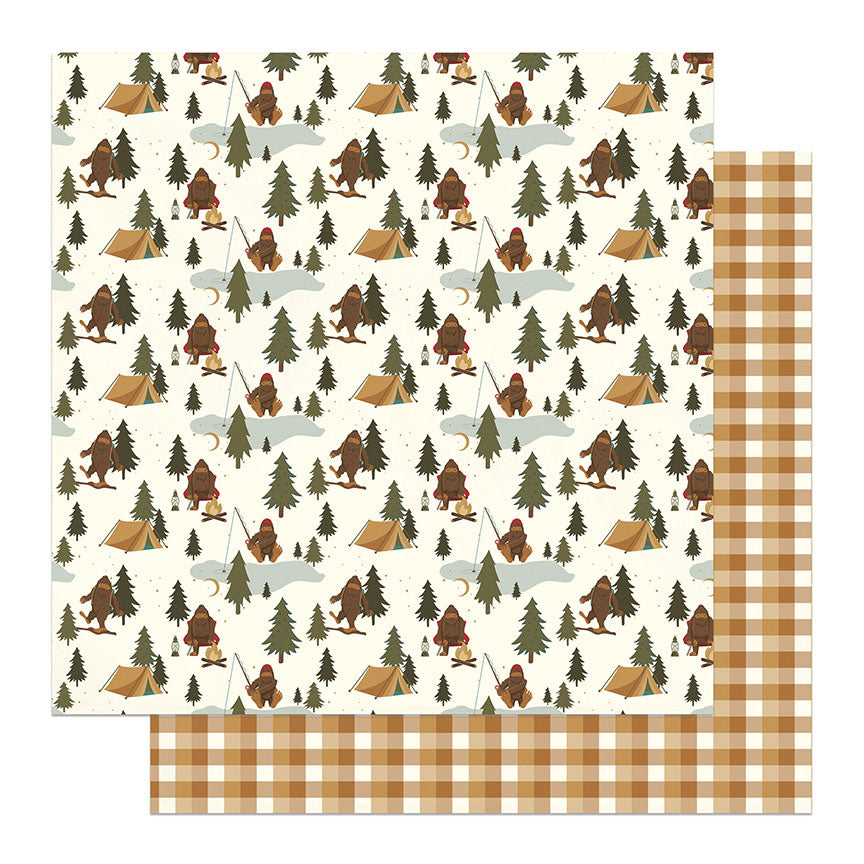Camping Legends Collection Bigfoot 12 x 12 Double-Sided Scrapbook Paper by Photo Play Paper