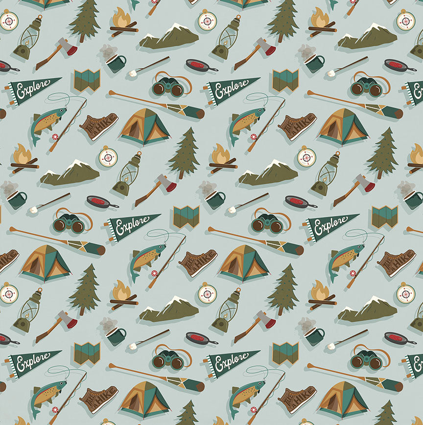 Camping Legends Collection Into the Woods 12 x 12 Double-Sided Scrapbook Paper by Photo Play Paper