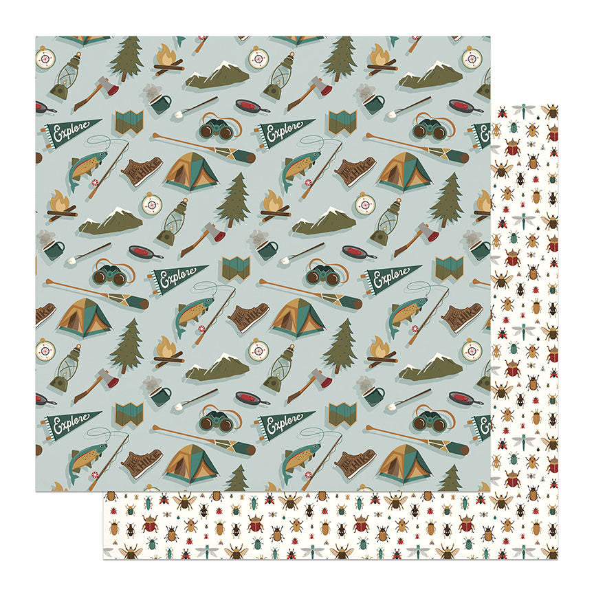 Camping Legends Collection Into the Woods 12 x 12 Double-Sided Scrapbook Paper by Photo Play Paper