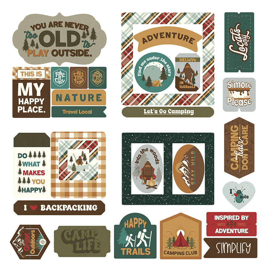Camping Legends Collection Scrapbook Ephemera Die Cut Embellishments by Photo Play Paper
