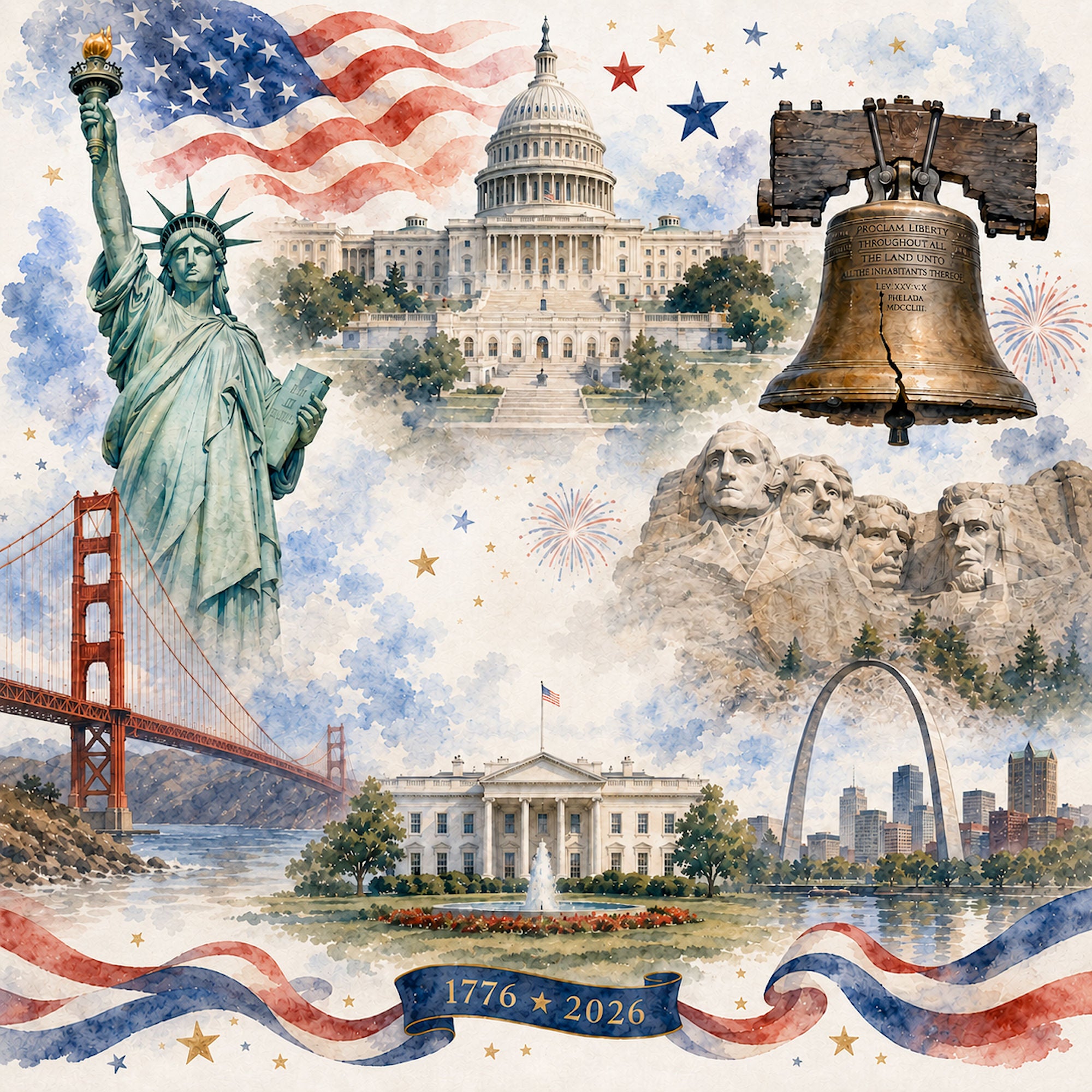 Celebrate America Collection Freedom Rings 12 x 12 Double-Sided Scrapbook Paper by SSC Designs