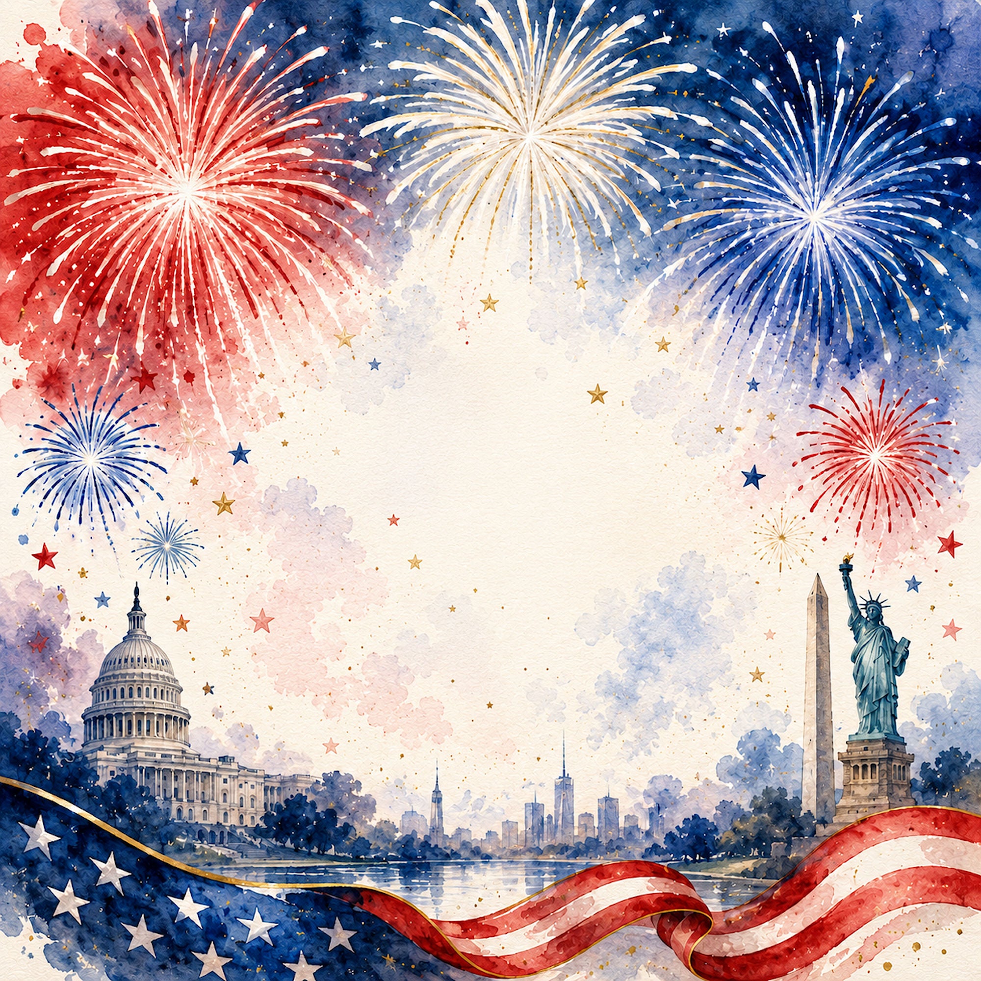 Celebrate America Collection Freedom Rings 12 x 12 Double-Sided Scrapbook Paper by SSC Designs