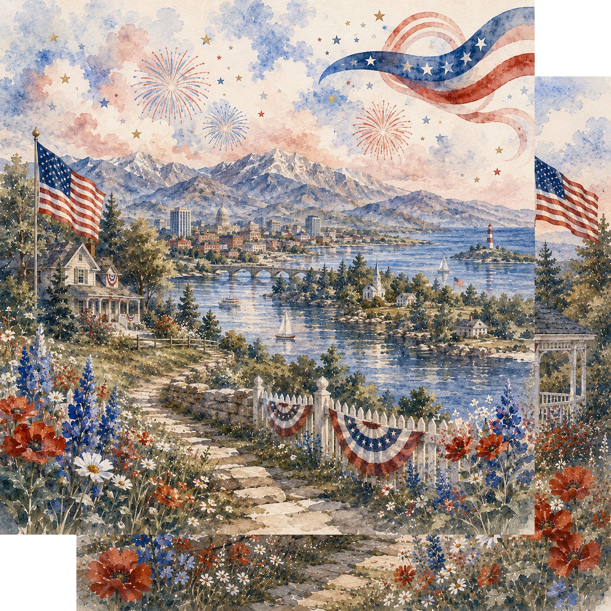 Celebrate America 12 x 12 Scrapbook Paper & Embellishment Kit by SSC Designs