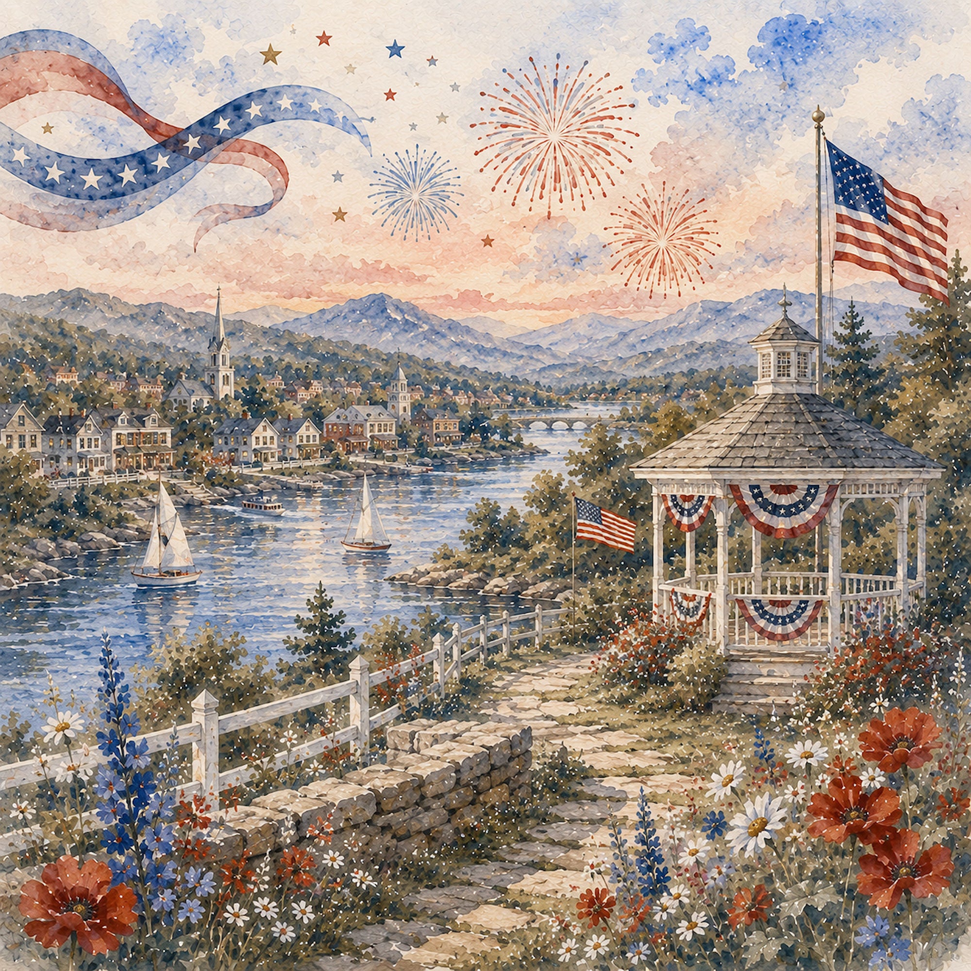 Celebrate America Collection America The Beautiful 12 x 12 Double-Sided Scrapbook Paper by SSC Designs