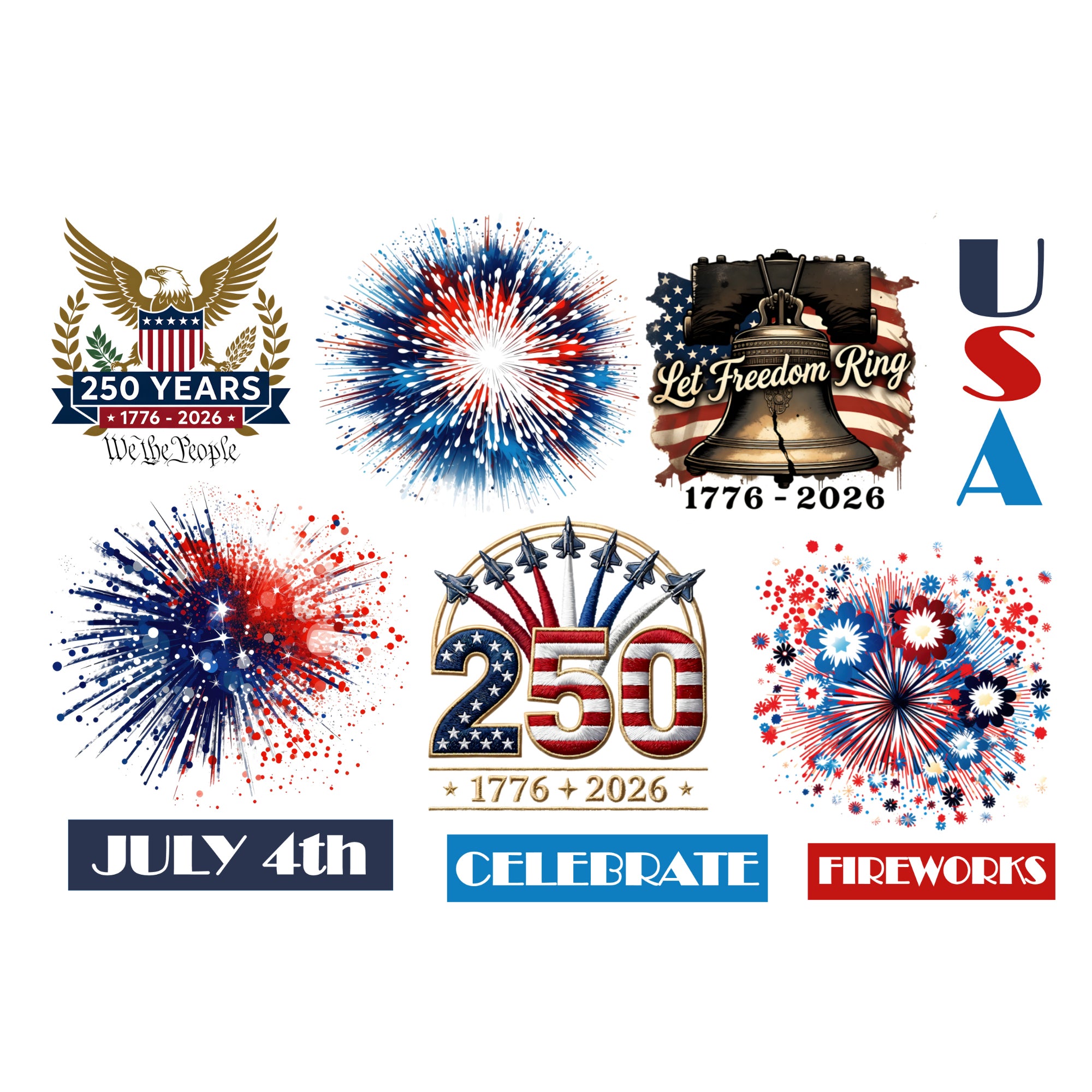 Celebrate America Collection 8 x 8 Scrapbook Sticker Sheet by SSC Designs