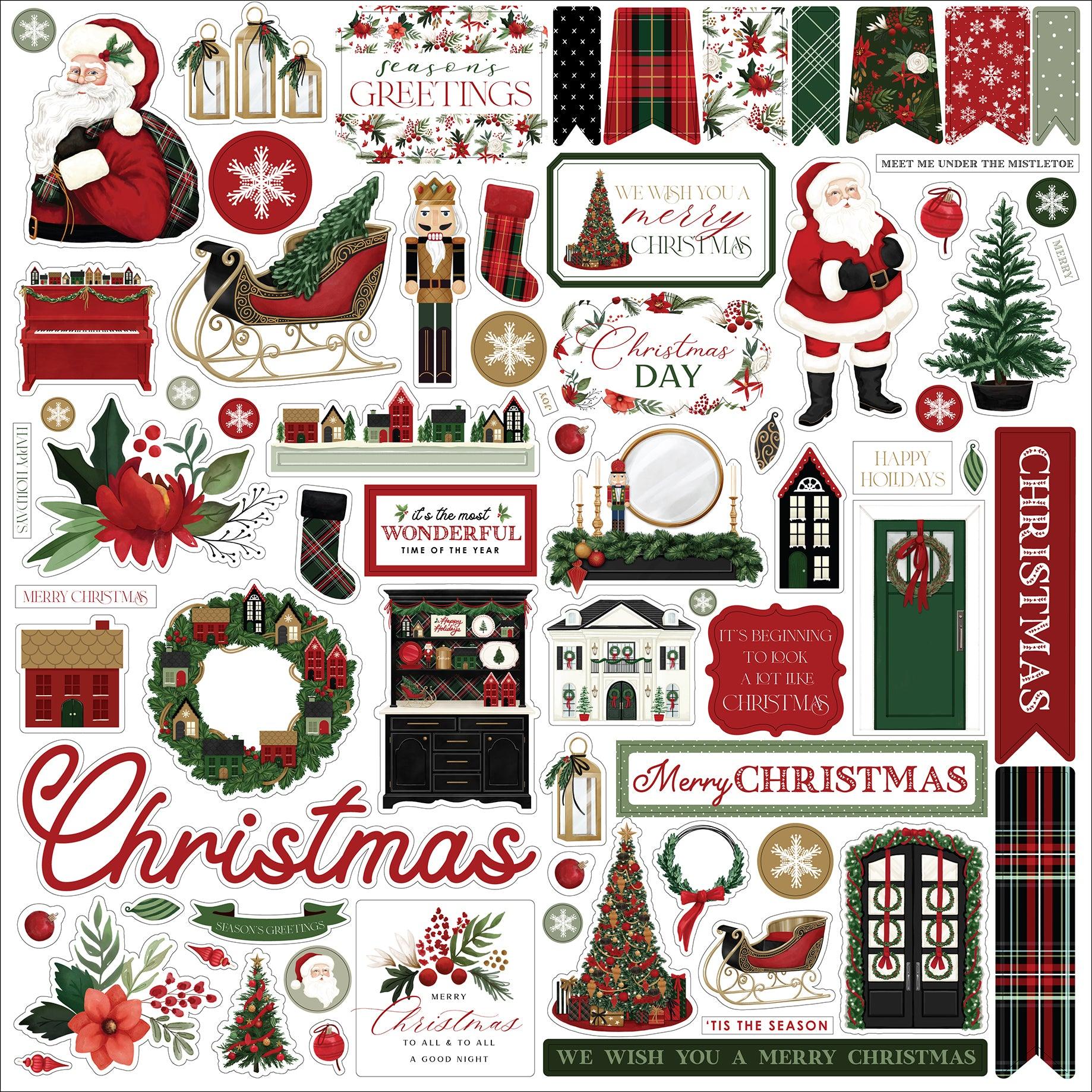 A Wonderful Christmas Collection 12 x 12 Scrapbook Sticker Sheet by Carta Bella - Scrapbook Supply Companies