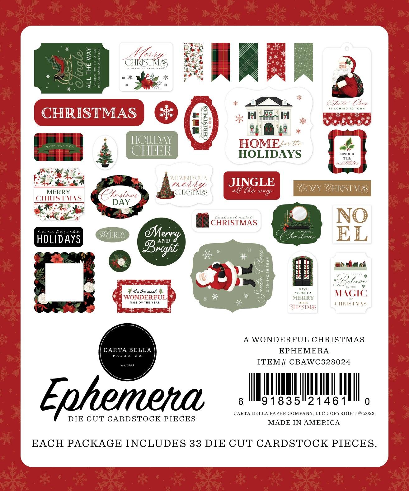 A Wonderful Christmas Collection Scrapbook Ephemera by Carta Bella - Scrapbook Supply Companies