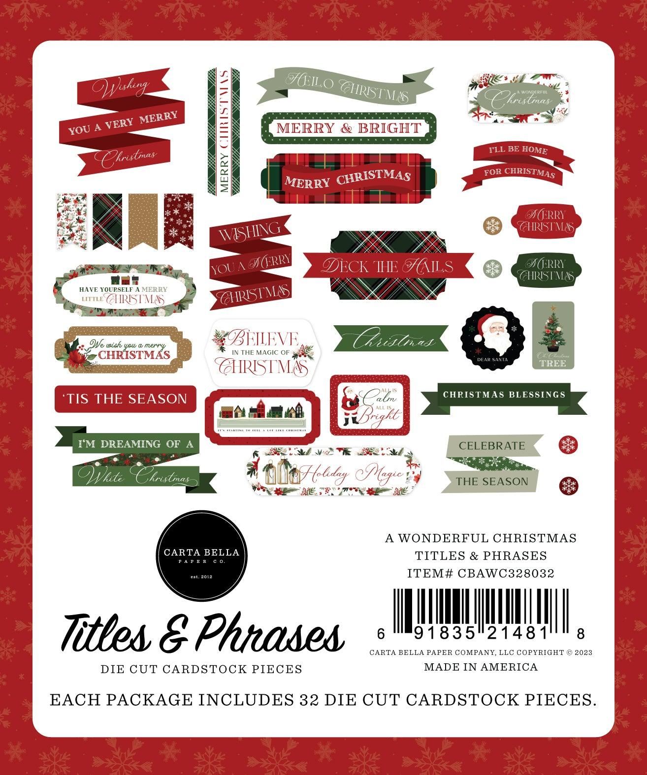 A Wonderful Christmas Collection Scrapbook Titles & Phrases by Carta Bella - Scrapbook Supply Companies
