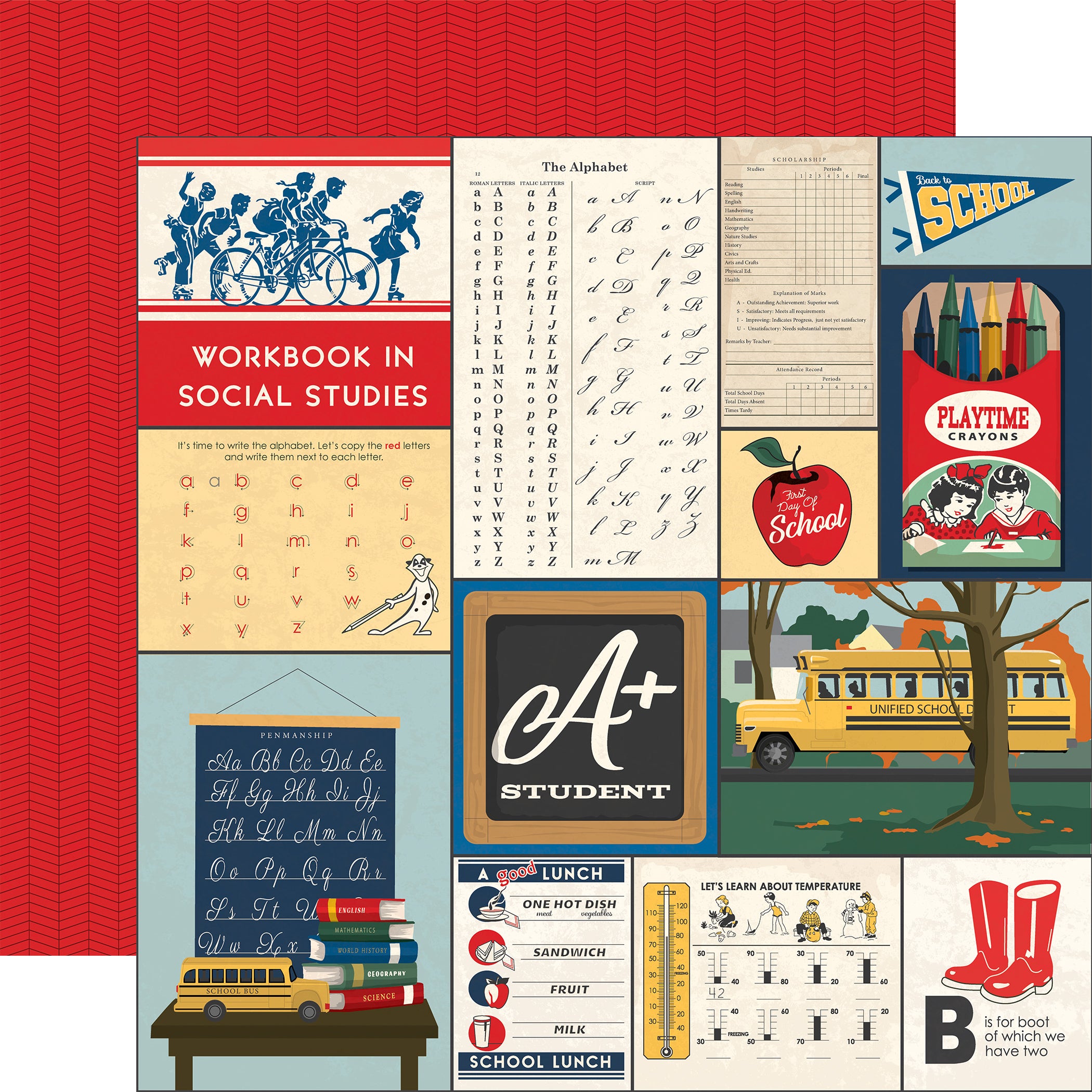 Back to School 12 x 12 Scrapbook Collection Kit by Carta Bella - 13 pieces