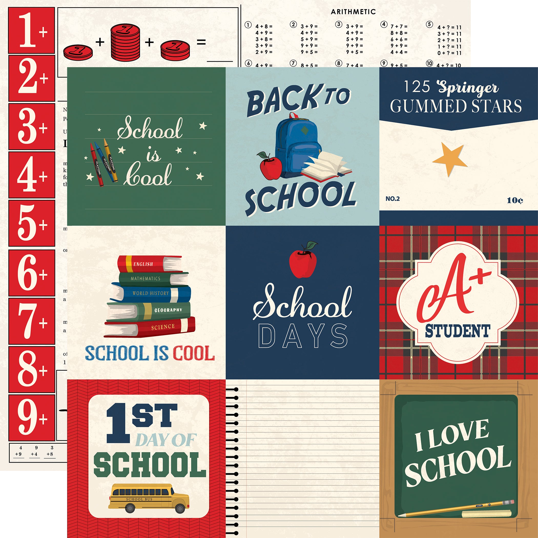 Back to School 12 x 12 Scrapbook Collection Kit by Carta Bella - 13 pieces