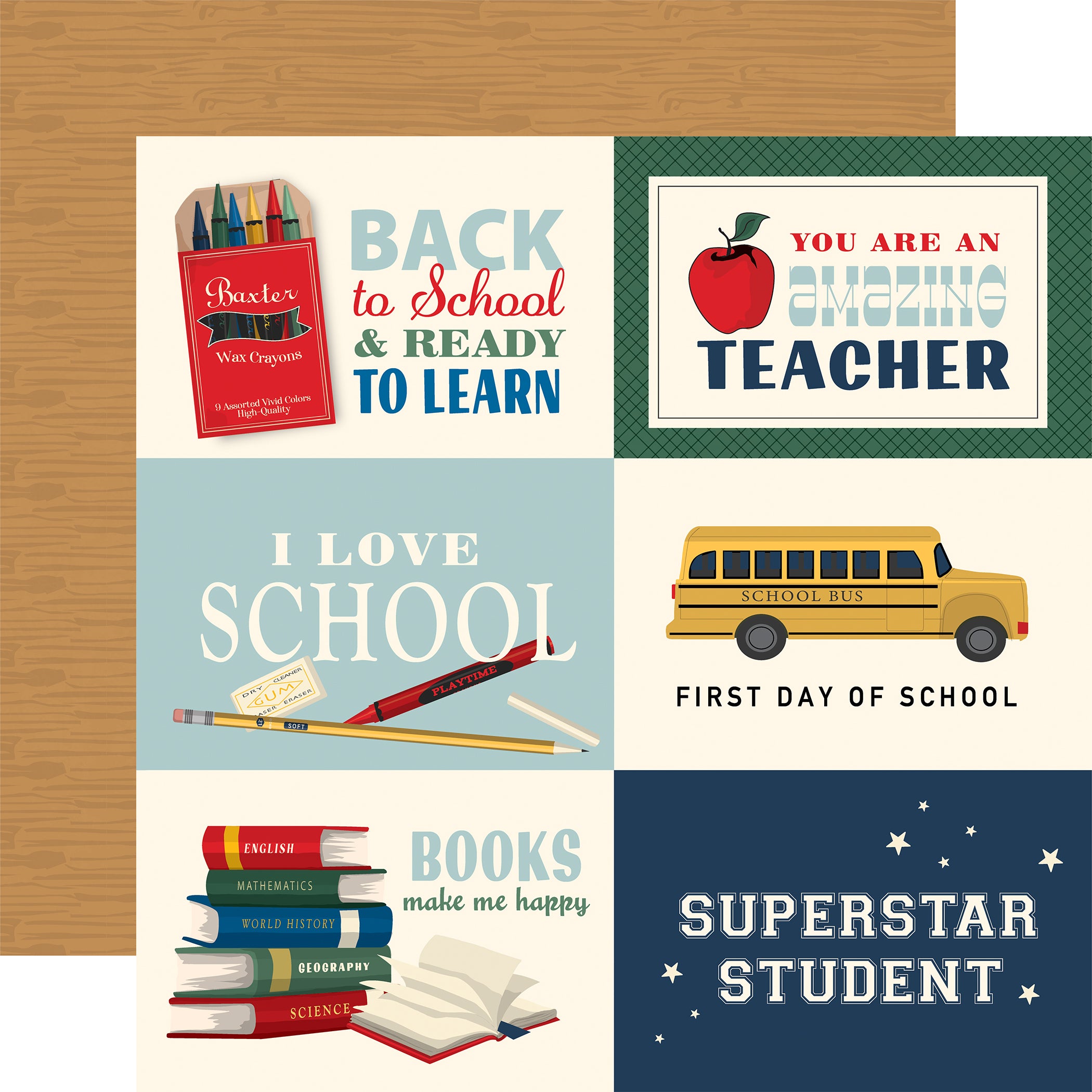 Back to School 12 x 12 Scrapbook Collection Kit by Carta Bella - 13 pieces