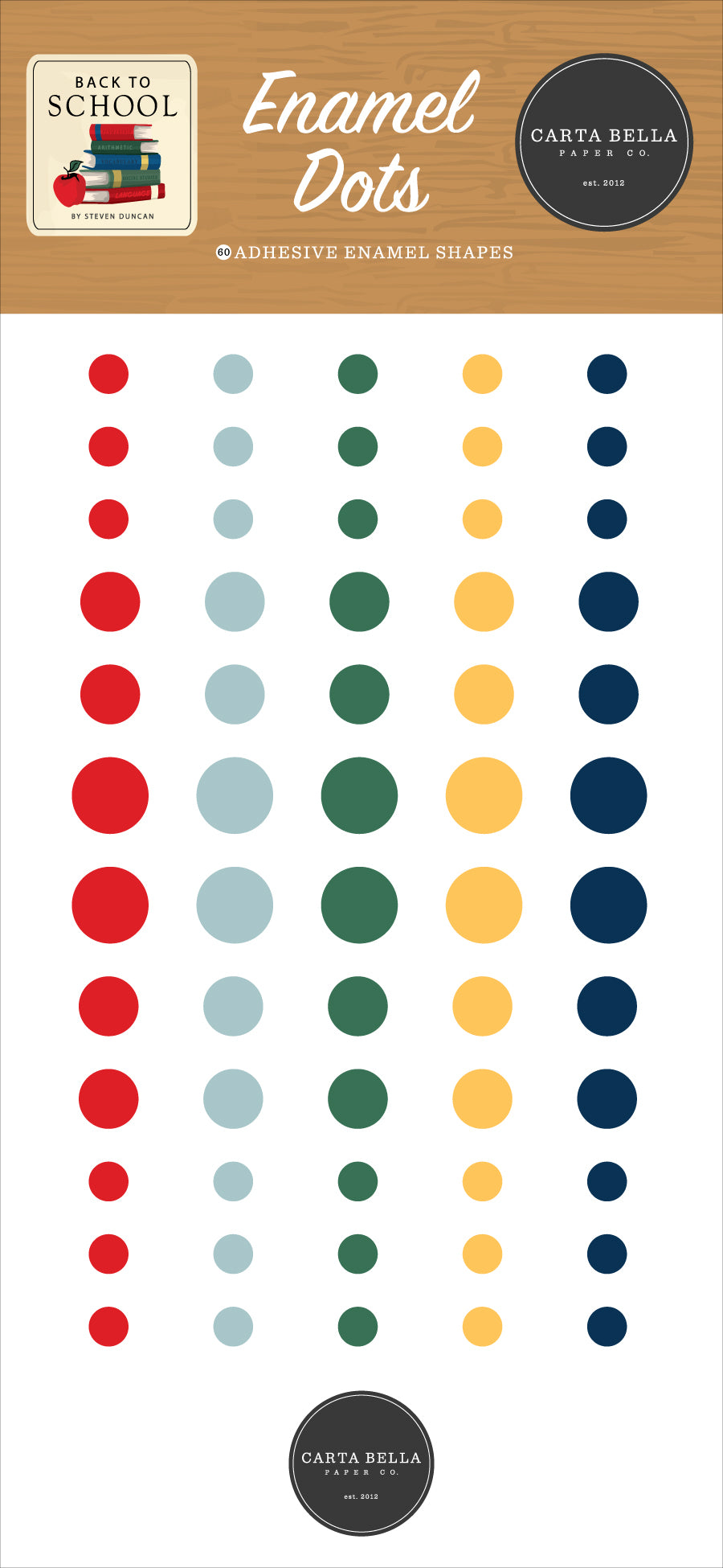 Back To School Collection 3x6 Self-Adhesive Enamel Dots Scrapbook Embellishments by Carta Bella