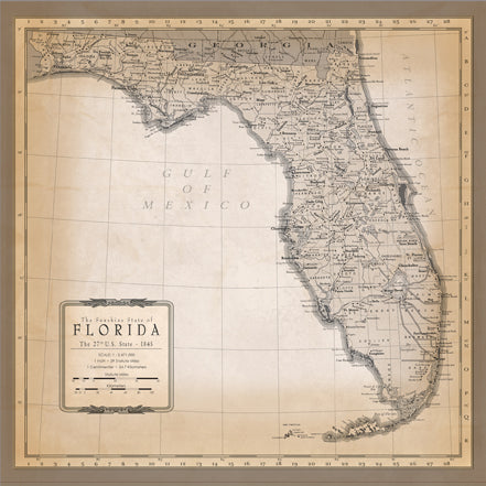 Cartography 1 & 2 Collection Florida Map 12 x 12 Double-Sided Scrapbook Paper by Carta Bella