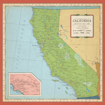 Cartography 1 & 2 Collection California Map 12 x 12 Double-Sided Scrapbook Paper by Carta Bella
