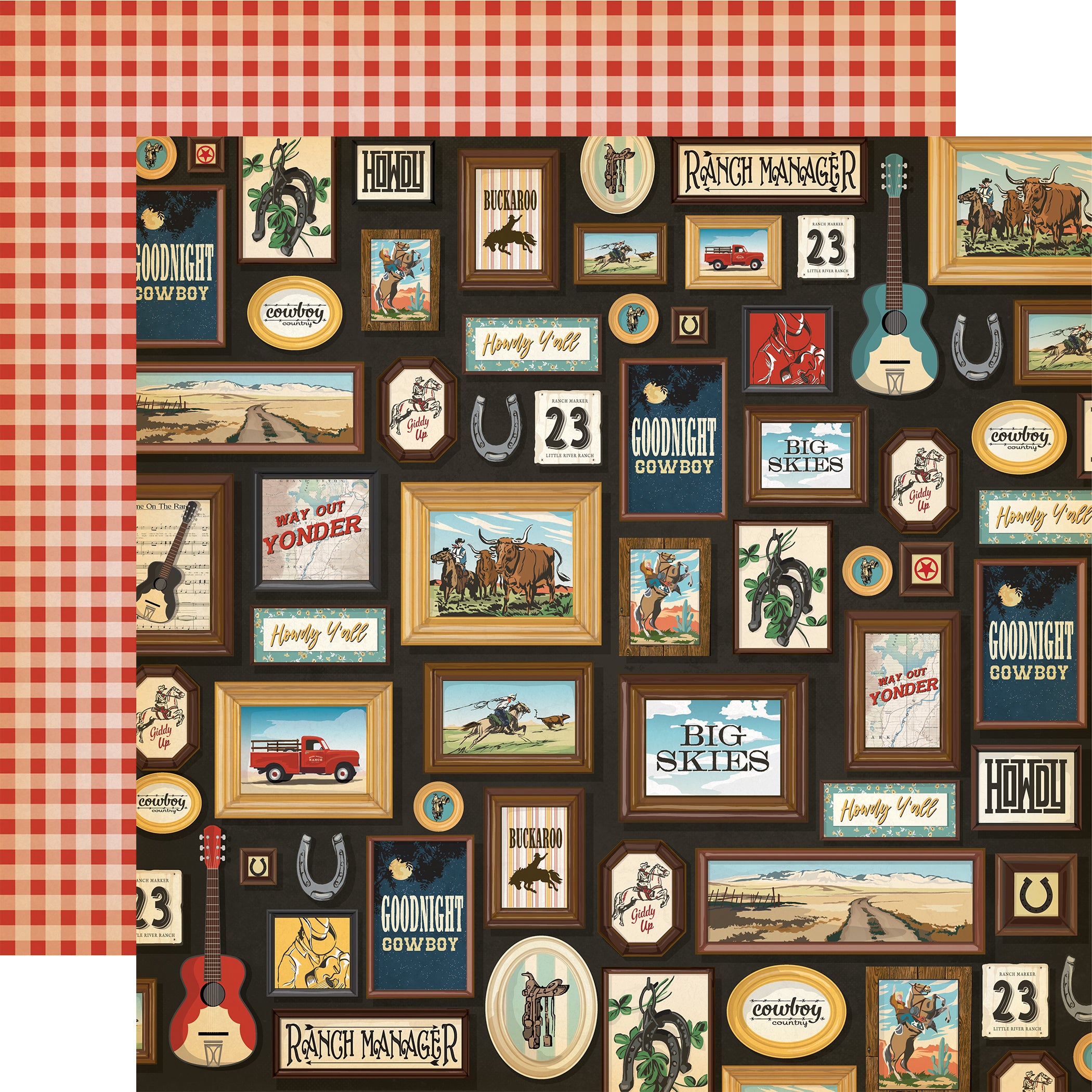 Cowboys Collection Ranch Frames 12 x 12 Double-Sided Scrapbook Paper by Echo Park Paper