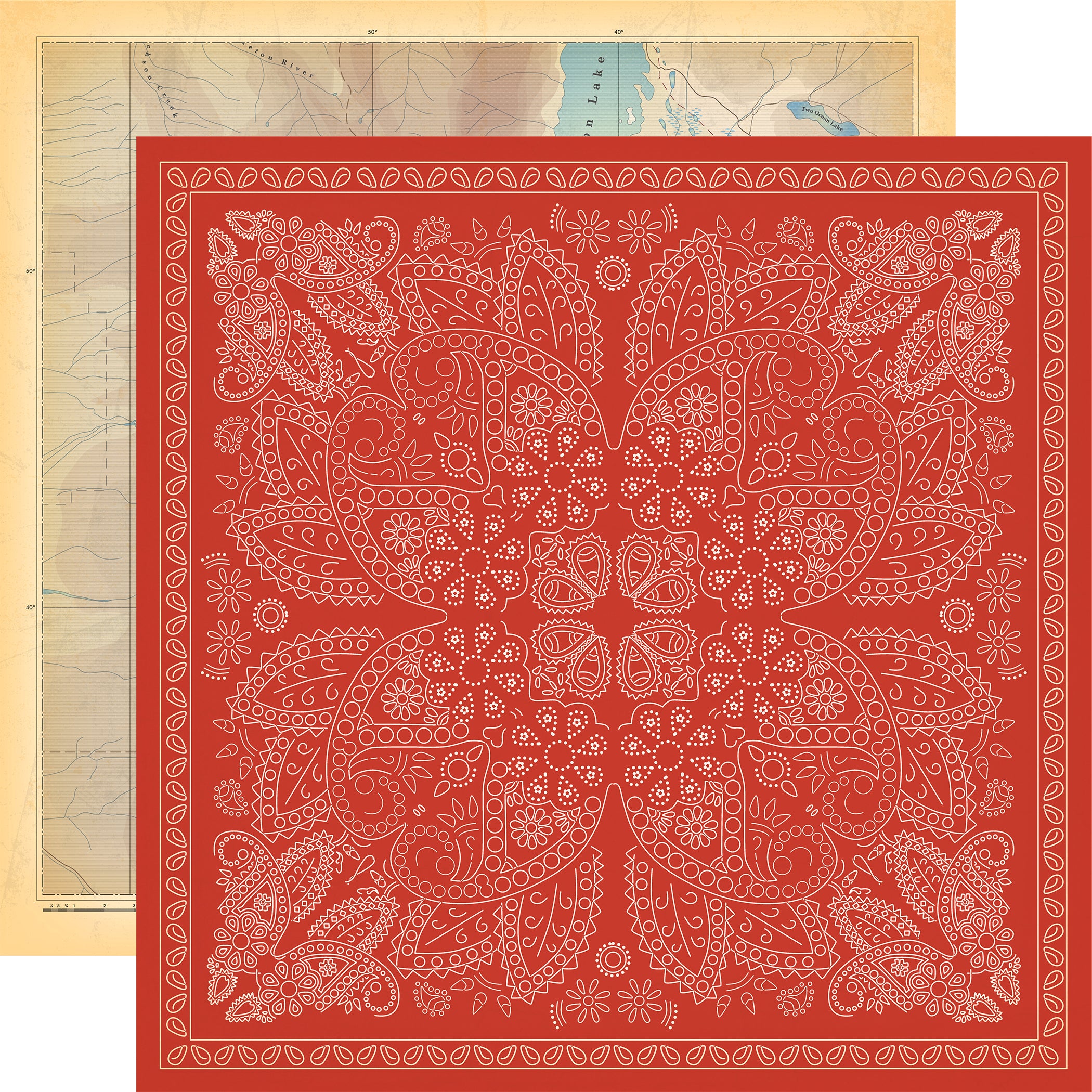 Cowboys Collection Red Bandana 12 x 12 Double-Sided Scrapbook Paper by Echo Park Paper