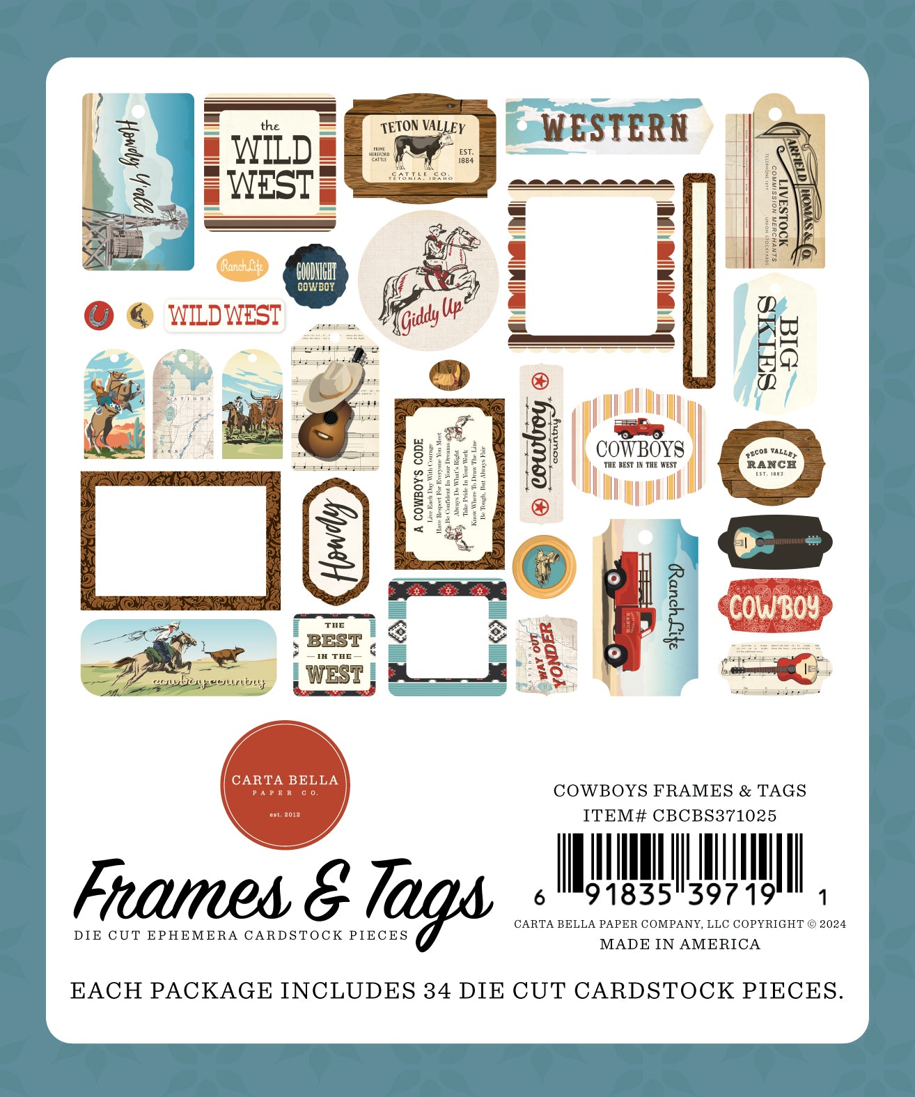 Cowboys Collection Scrapbook Frames & Tags by Echo Park Paper