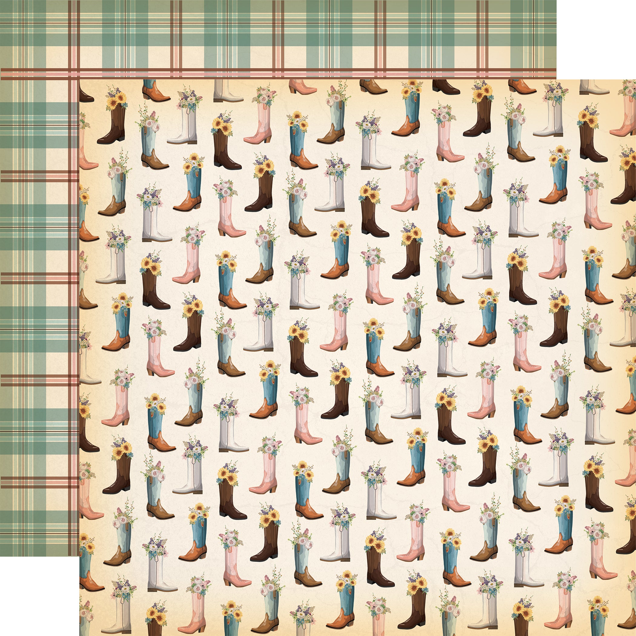 Cowgirl Collection 12 x 12 Scrapbook Collection Kit by Carta Bella - 13 Pieces