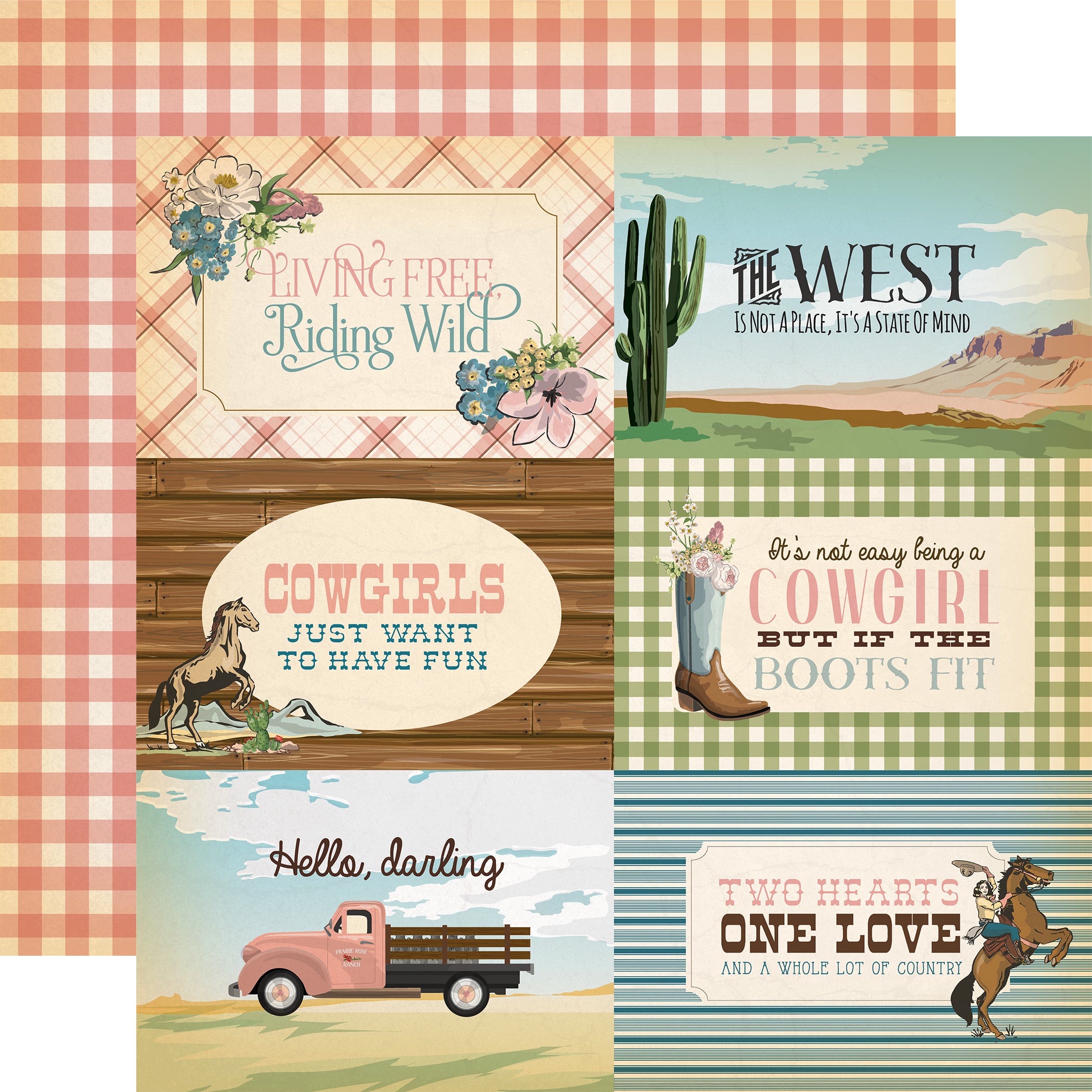 Cowgirl Collection 12 x 12 Scrapbook Collection Kit by Carta Bella - 13 Pieces