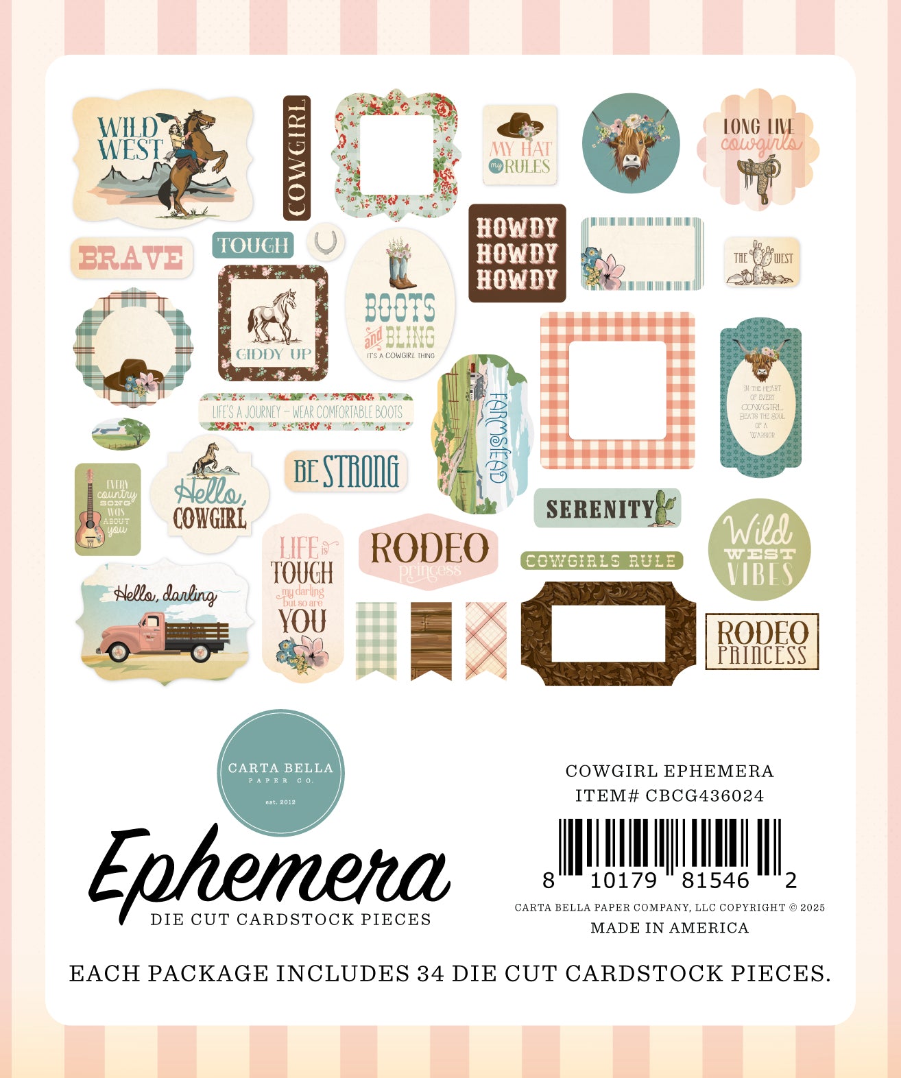 Cowgirl Collection Scrapbook Ephemera Embellishments by Carta Bella