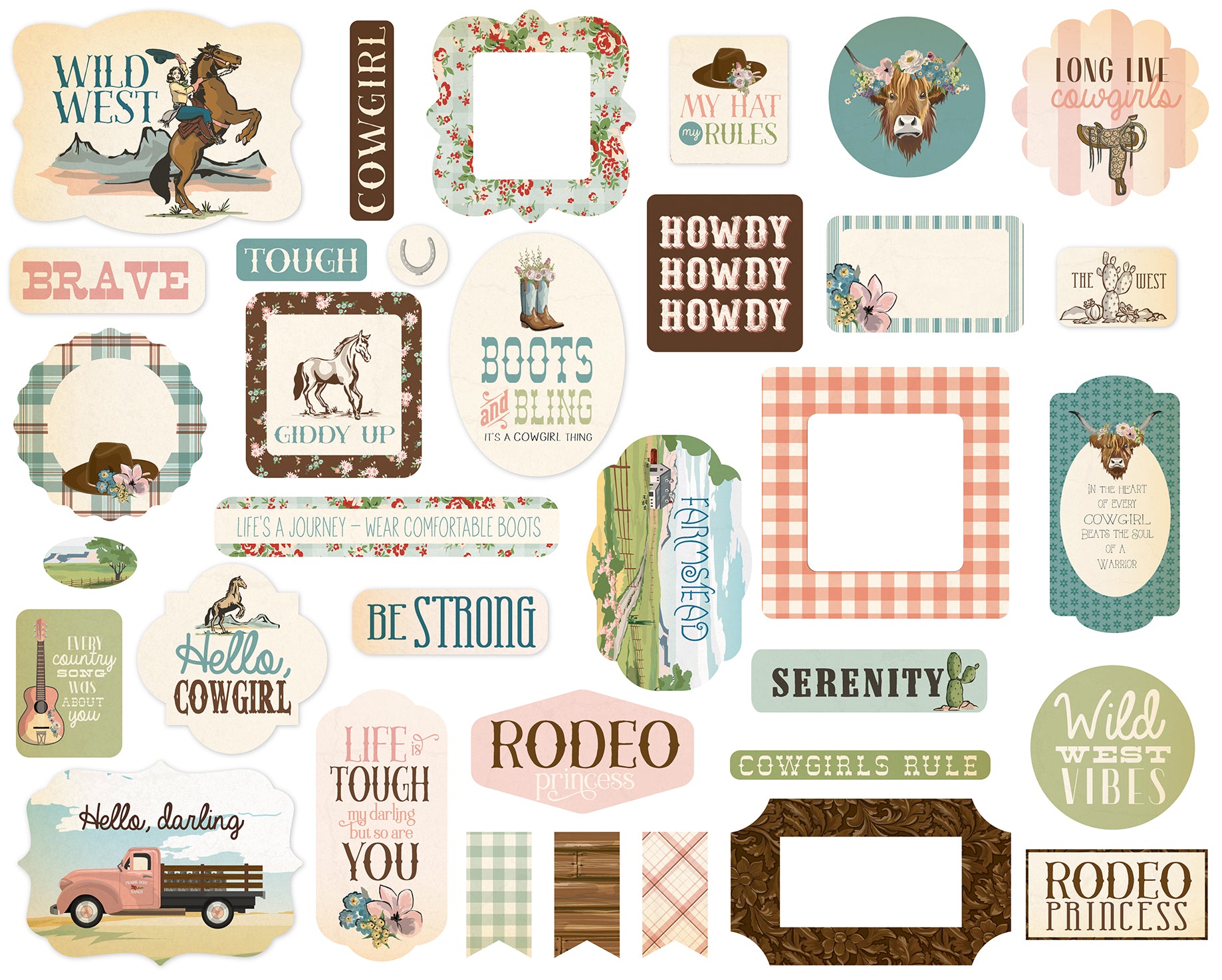 Cowgirl Collection Scrapbook Ephemera Embellishments by Carta Bella