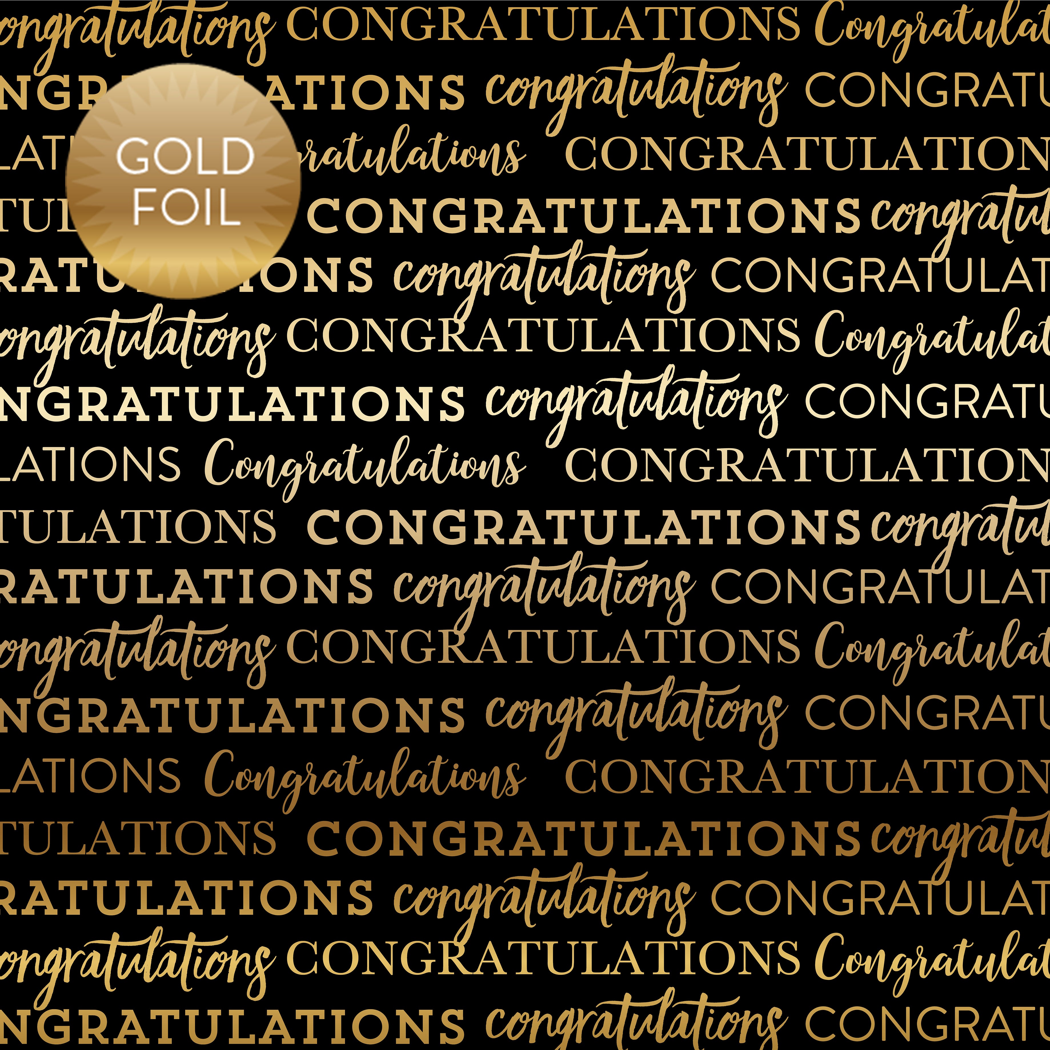 Graduation Collection Black Congratulations 12 x 12 Gold Foiled Scrapbook Paper by Carta Bella