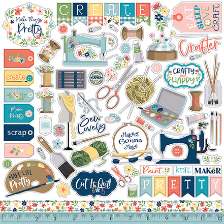 Craft & Create Scrapbook Paper & Sticker Collection Kit by Carta Bella - 13 Pieces