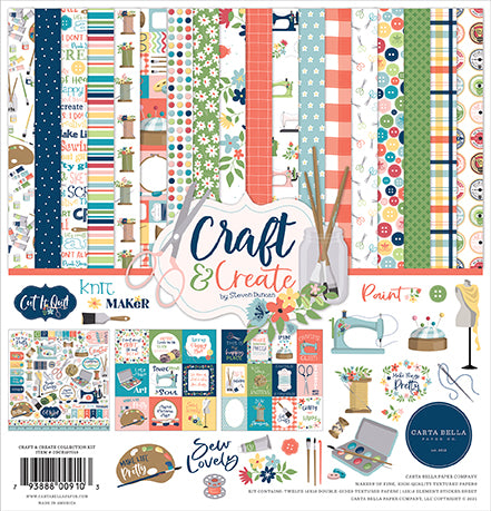 Craft & Create Scrapbook Paper & Sticker Collection Kit by Carta Bella - 13 Pieces