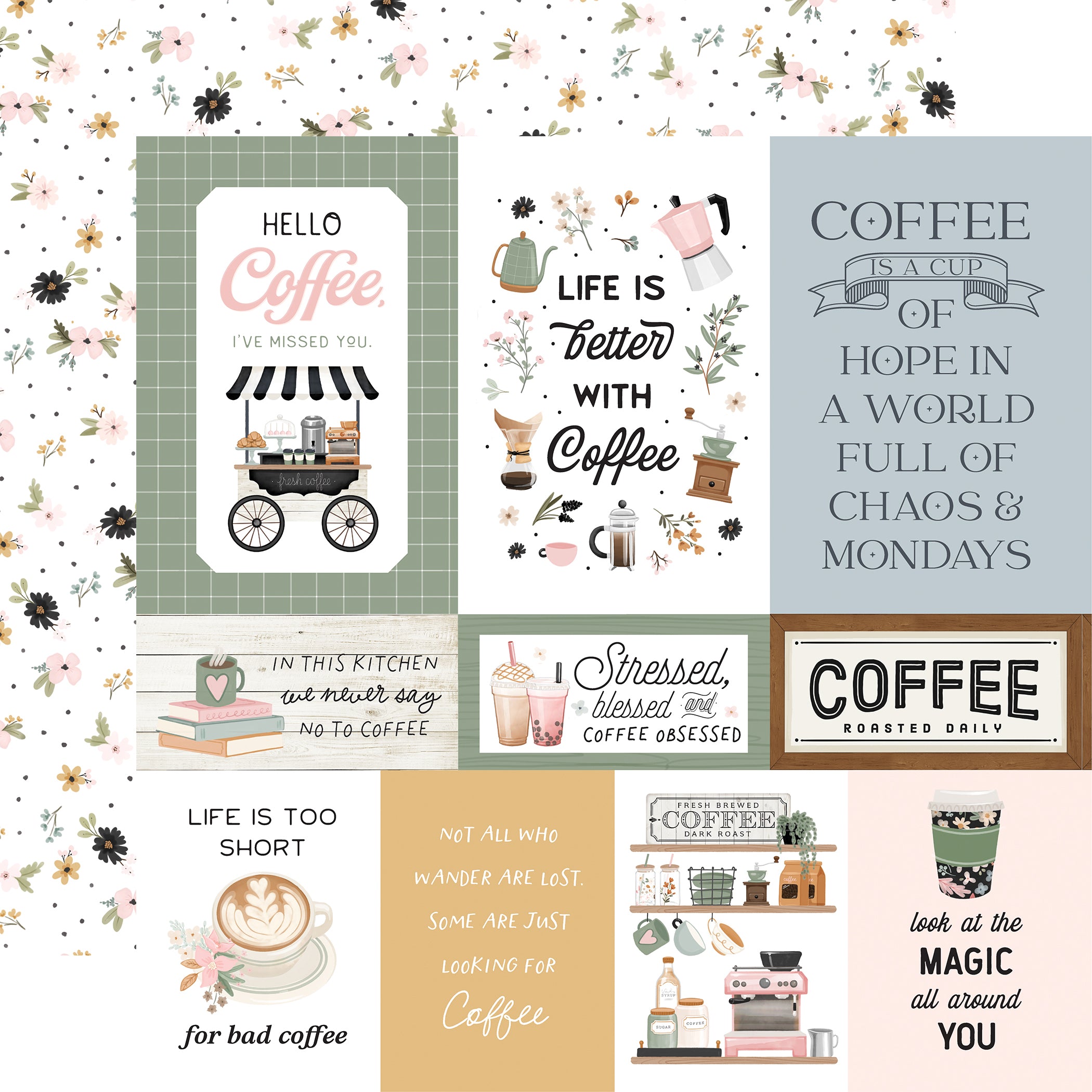 Coffee Shop 12 x 12 Scrapbook Collection Kit by Carta Bella - 13 Pieces