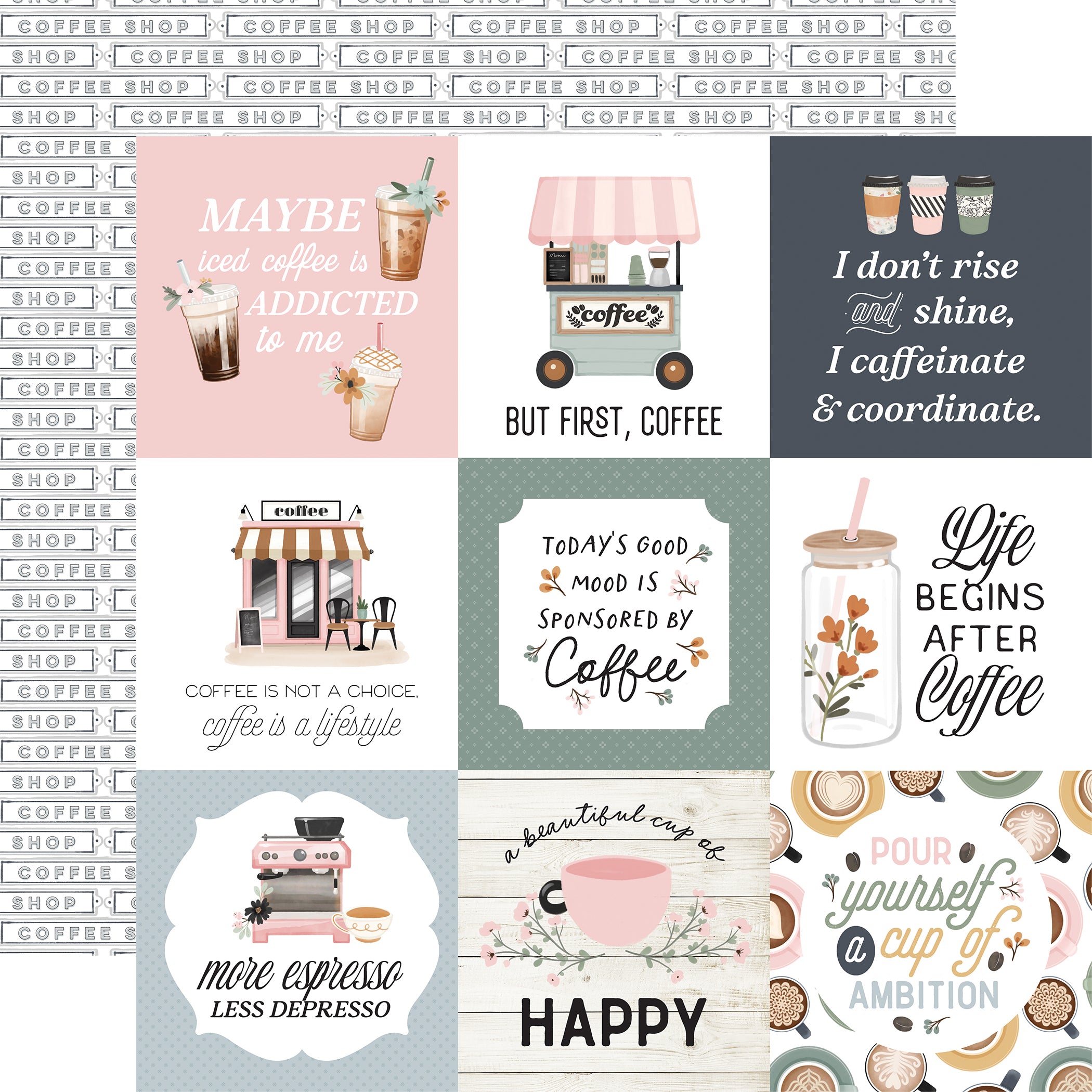 Coffee Shop 12 x 12 Scrapbook Collection Kit by Carta Bella - 13 Pieces