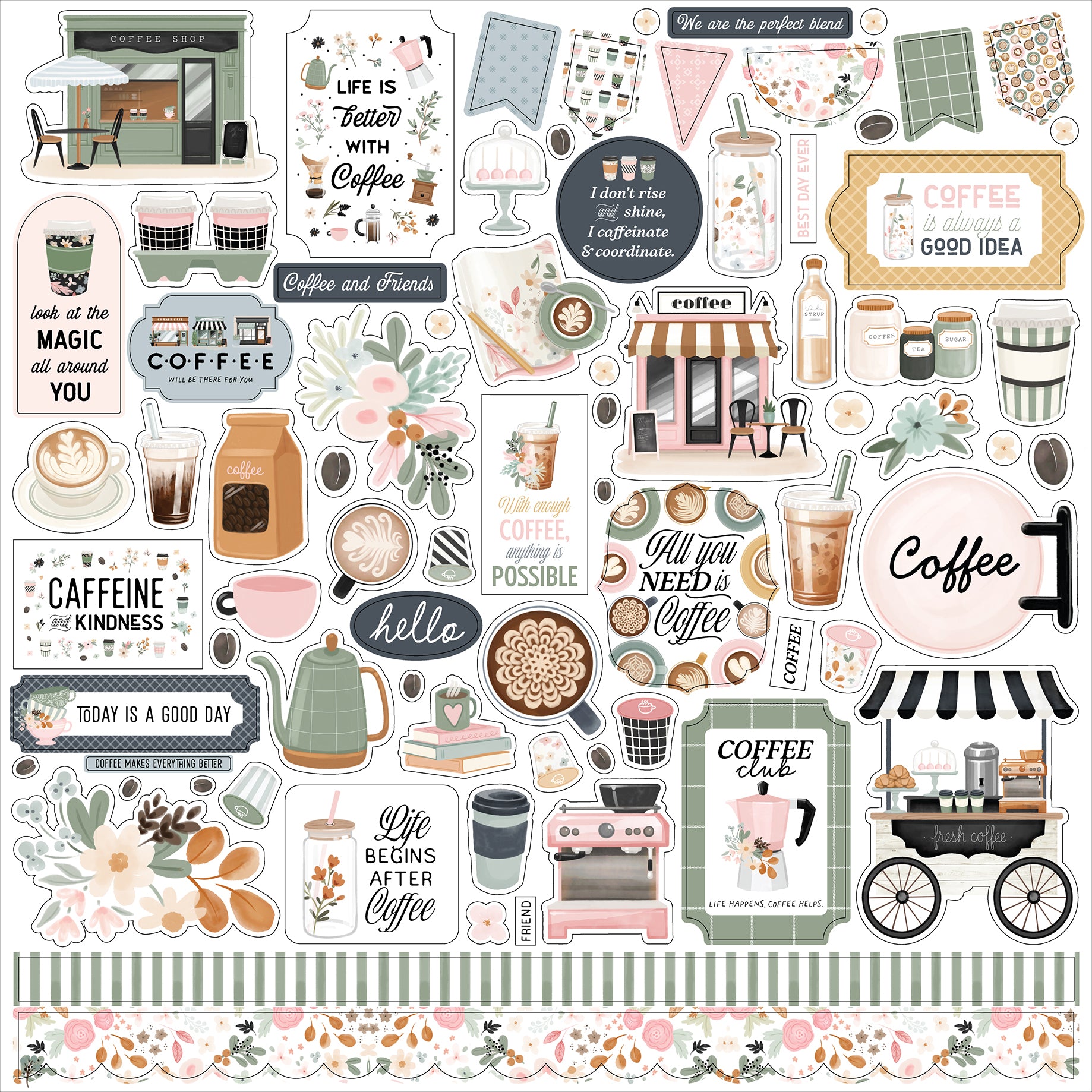 Coffee Shop 12 x 12 Scrapbook Collection Kit by Carta Bella - 13 Pieces