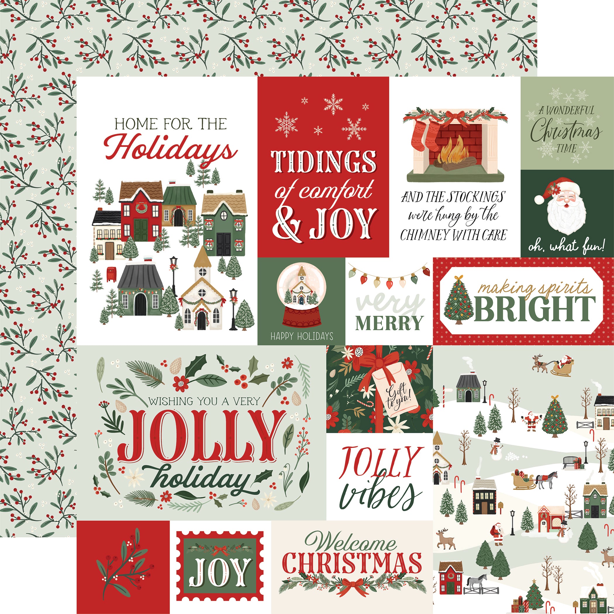 Christmas Village Collection 12 x 12 Double-Sided Scrapbook Collection Kit by Carta Bella - 13 Pieces