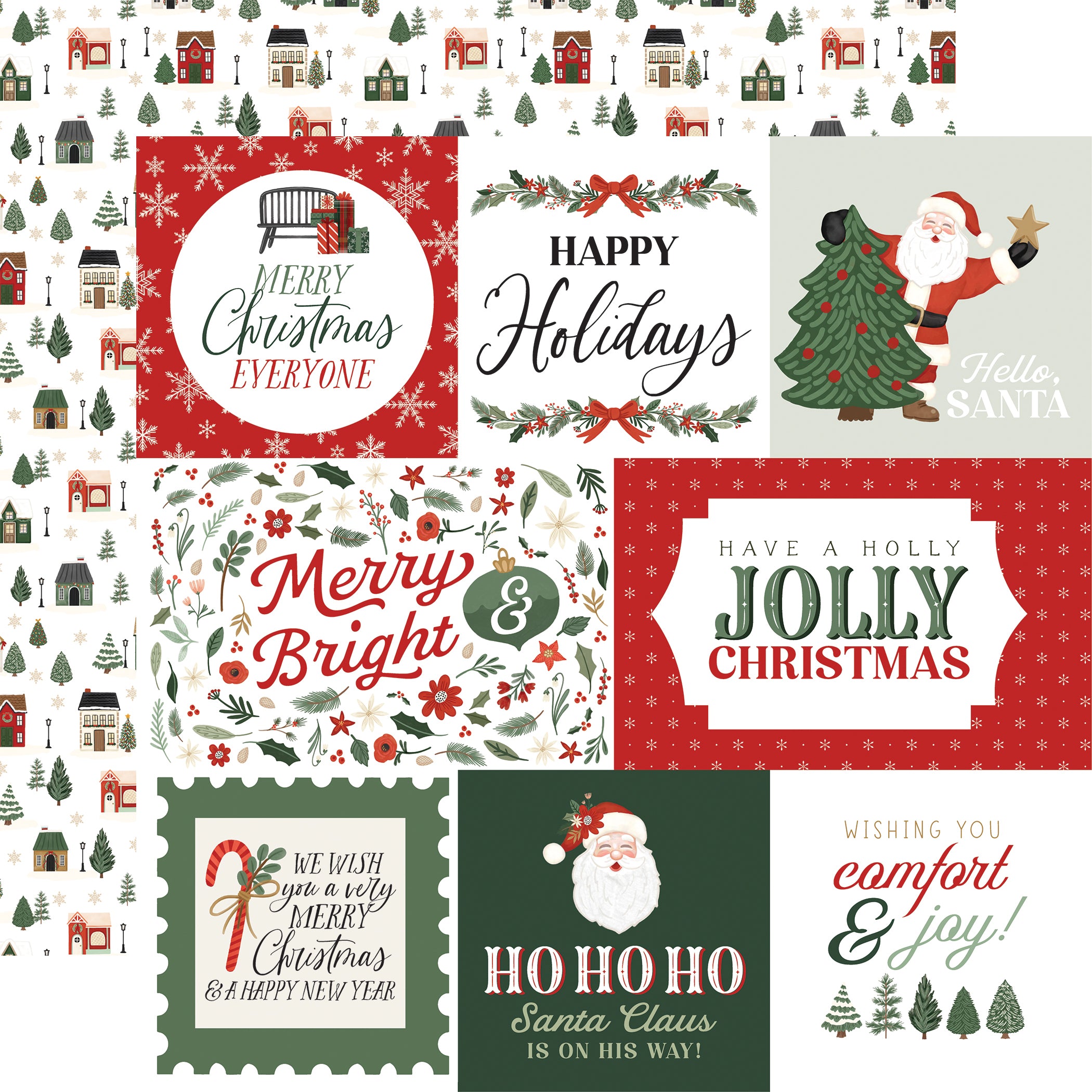 Christmas Village Collection 12 x 12 Double-Sided Scrapbook Collection Kit by Carta Bella - 13 Pieces