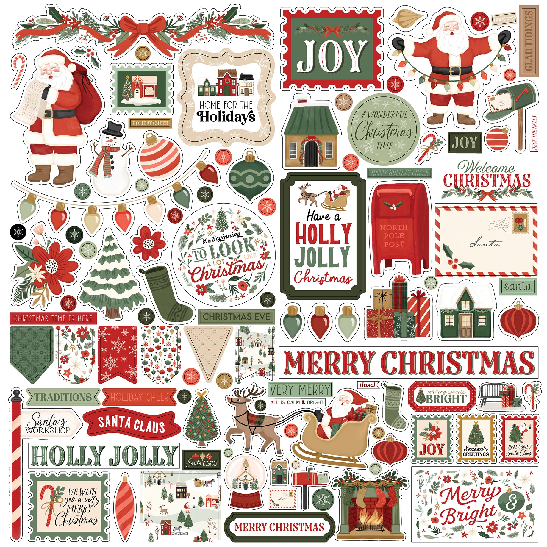 Christmas Village Collection 12 x 12 Double-Sided Scrapbook Collection Kit by Carta Bella - 13 Pieces