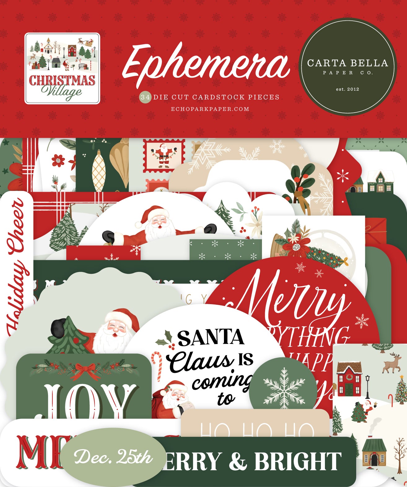 Christmas Village Collection Ephemera Scrapbook Embellishments by Carta Bella