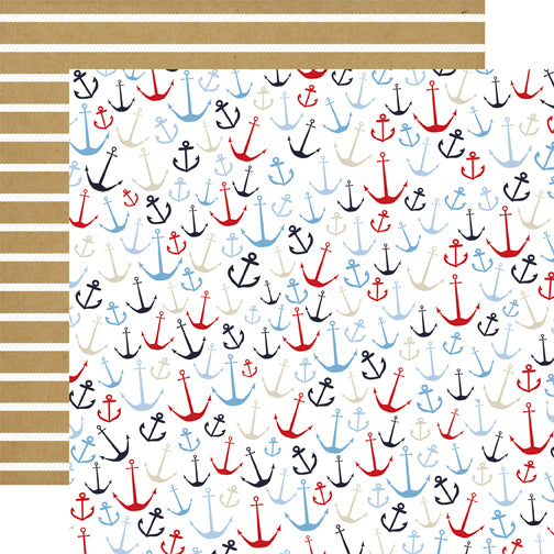 Deep Blue Sea Collection Anchors Aweigh 12 x 12 Double-Sided Scrapbook Paper by Carta Bella