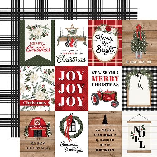 Farmhouse Christmas Collection 3 x 4 Journaling Cards Double-Sided Scrapbook Paper by Carta Bella