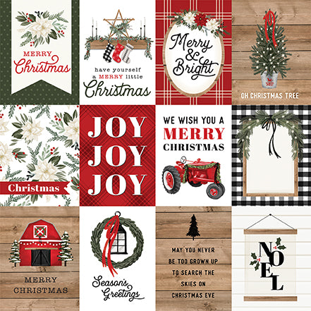 Farmhouse Christmas Collection 3 x 4 Journaling Cards Double-Sided Scrapbook Paper by Carta Bella