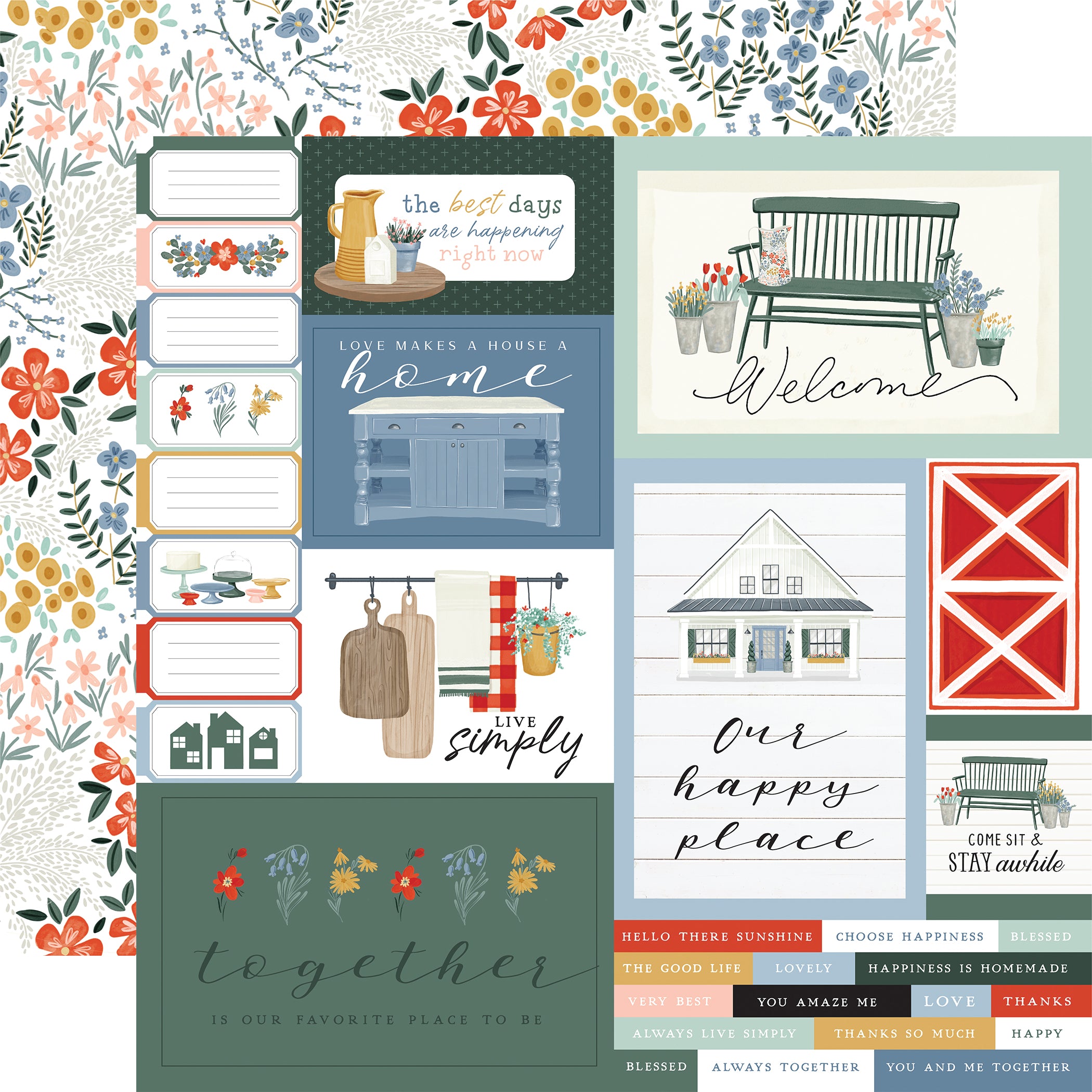 Farmhouse Summer Scrapbook Paper & Sticker Collection Kit by Carta Bella - 13 Pieces