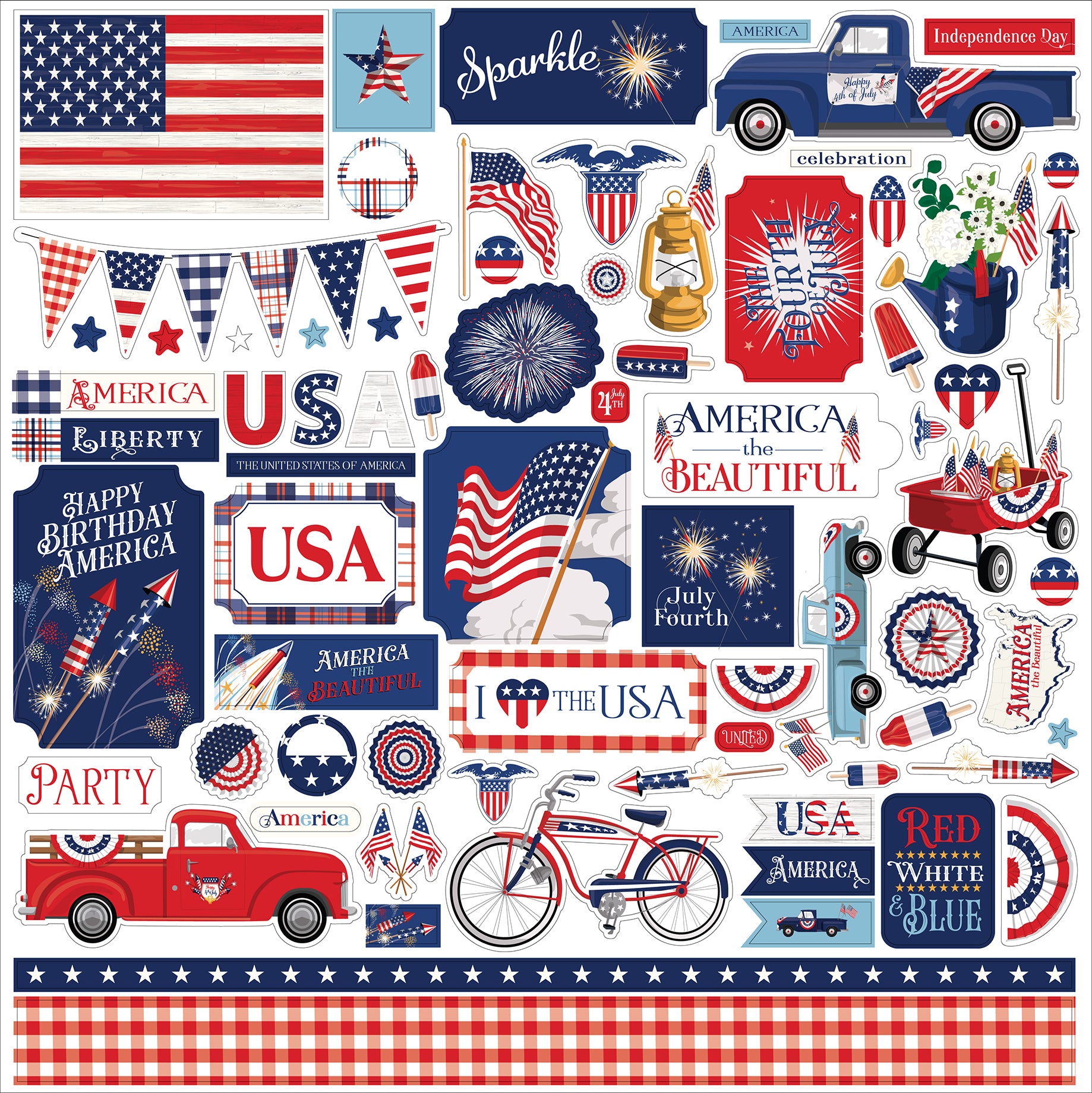 Fourth of July Collection 12 x 12 Scrapbook Paper & Sticker Pack by Carta Bella