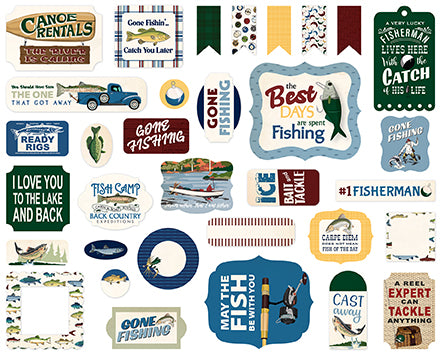 Gone Fishing Collection Scrapbook Ephemera Embellishments by Carta Bella