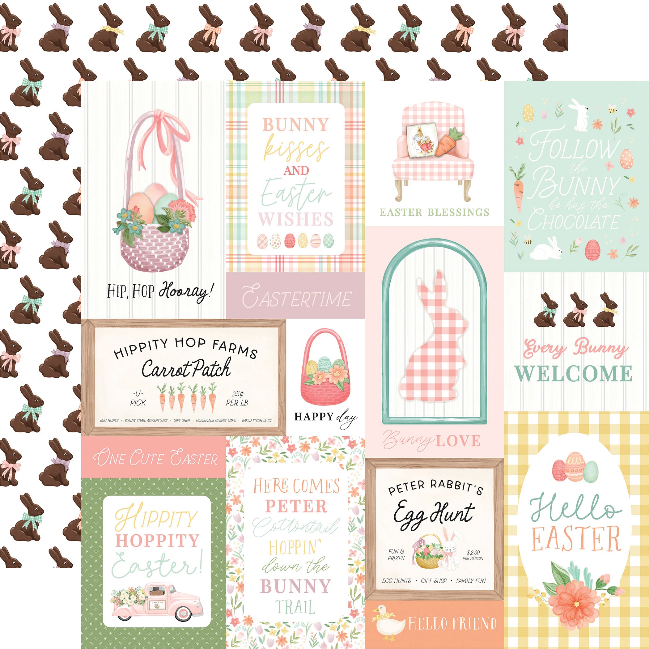 Here Comes Easter Collection Multi Journaling Cards 12 x 12 Double-Sided Scrapbook Paper by Carta Bella