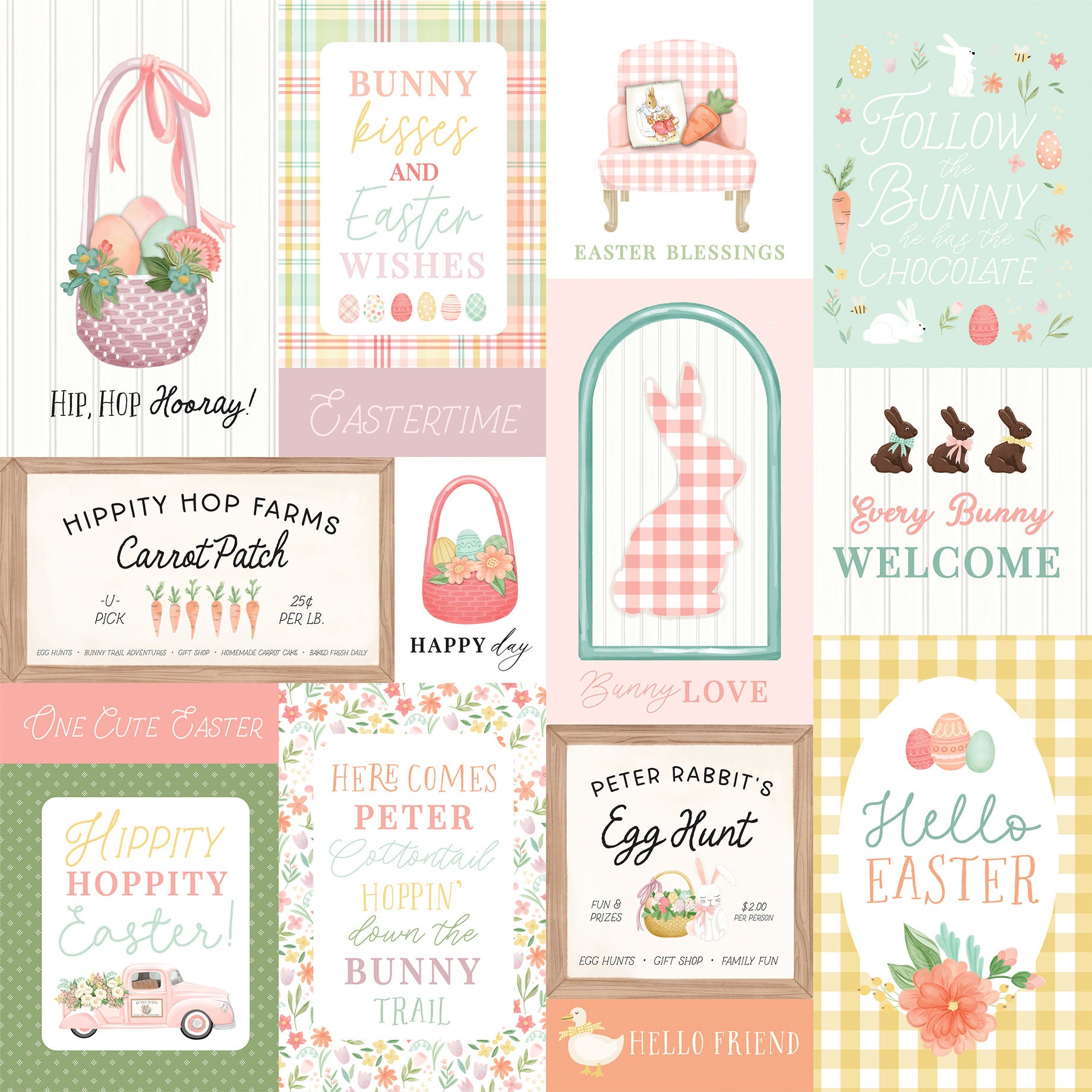 Here Comes Easter Collection Multi Journaling Cards 12 x 12 Double-Sided Scrapbook Paper by Carta Bella